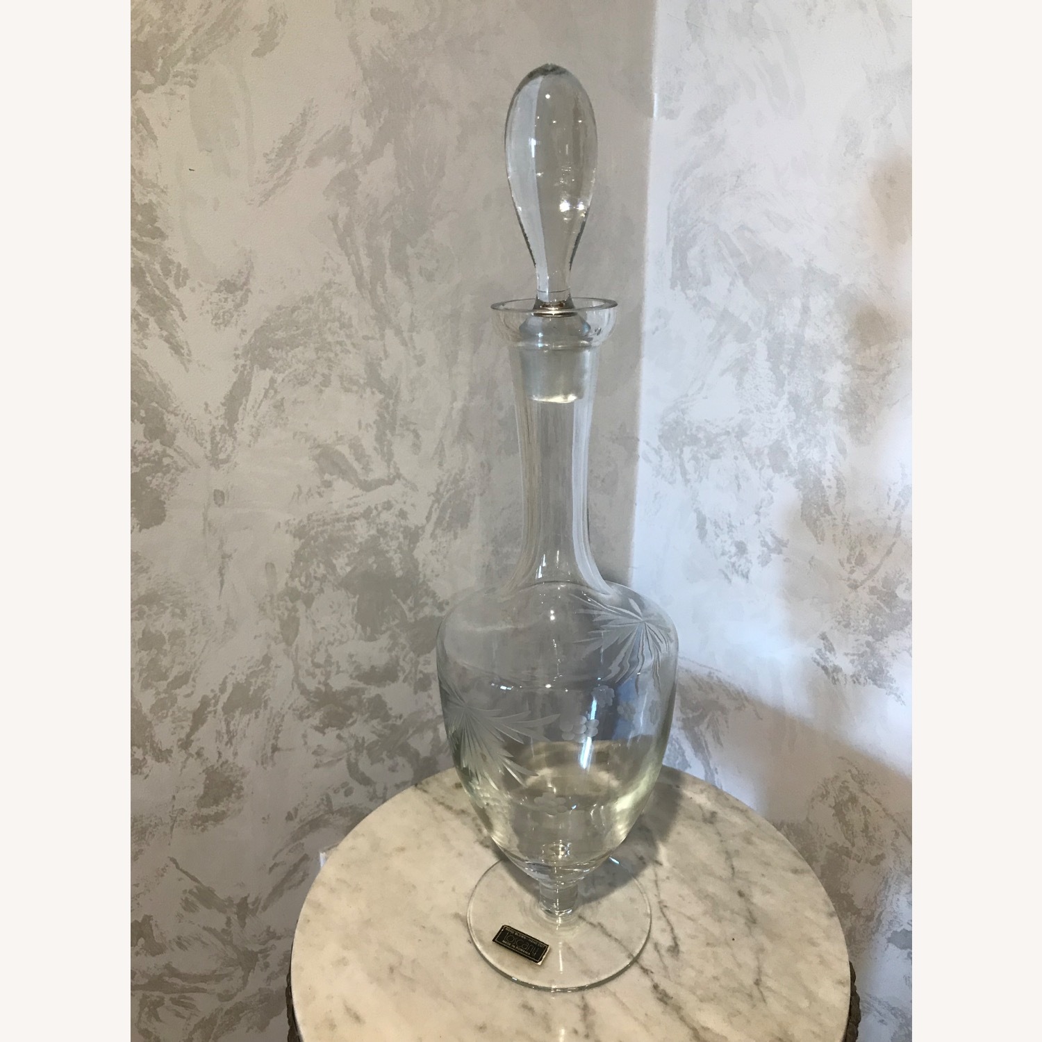 Vintage Hand Cut Toscany Floral Glass Decanter - image-17