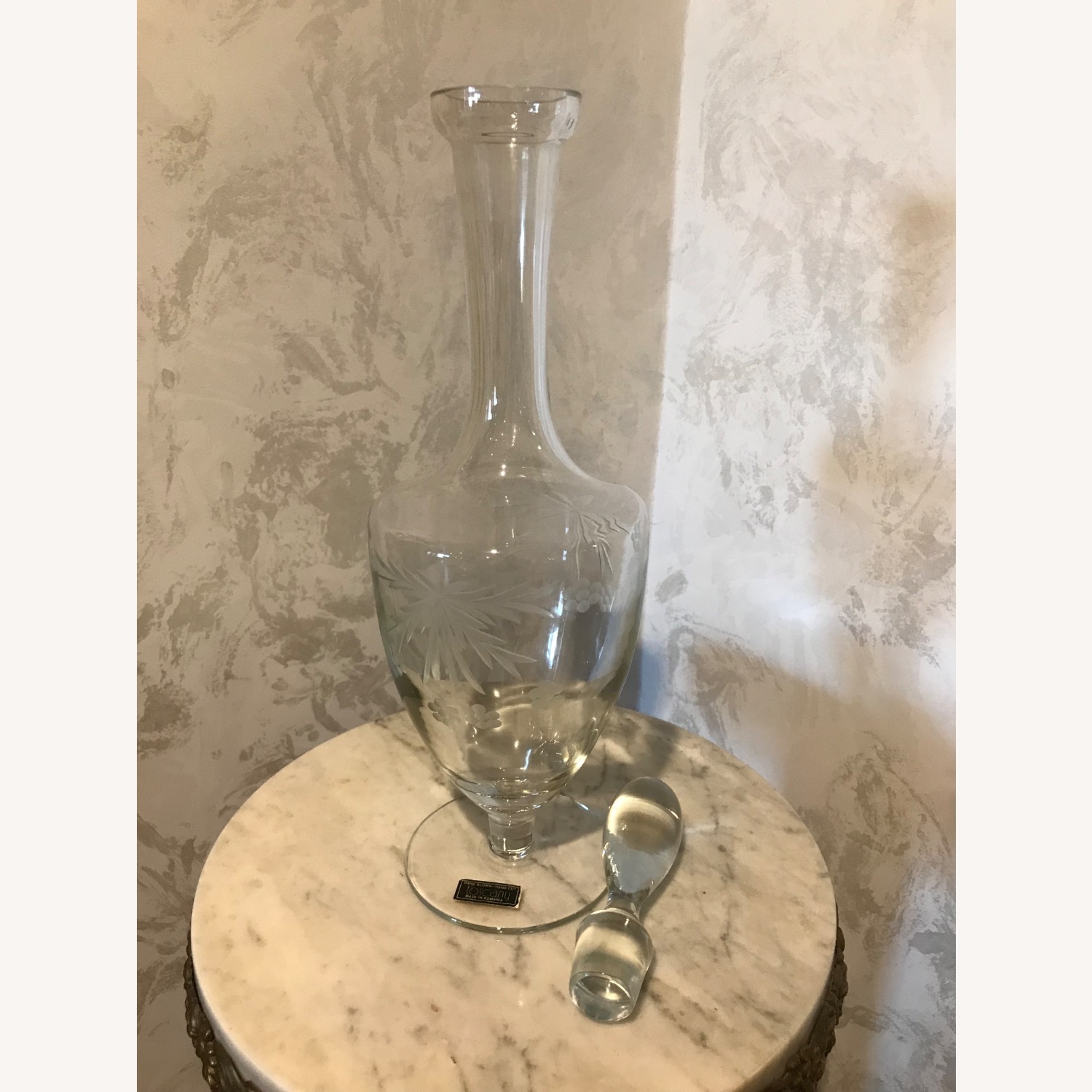 Vintage Hand Cut Toscany Floral Glass Decanter - image-24