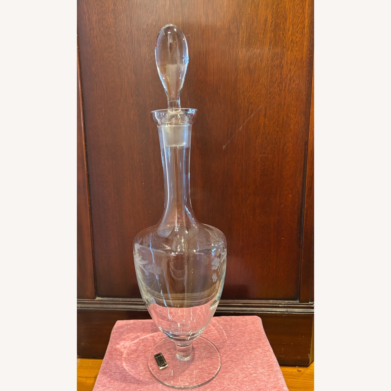 Vintage Hand Cut Toscany Floral Glass Decanter - image-8