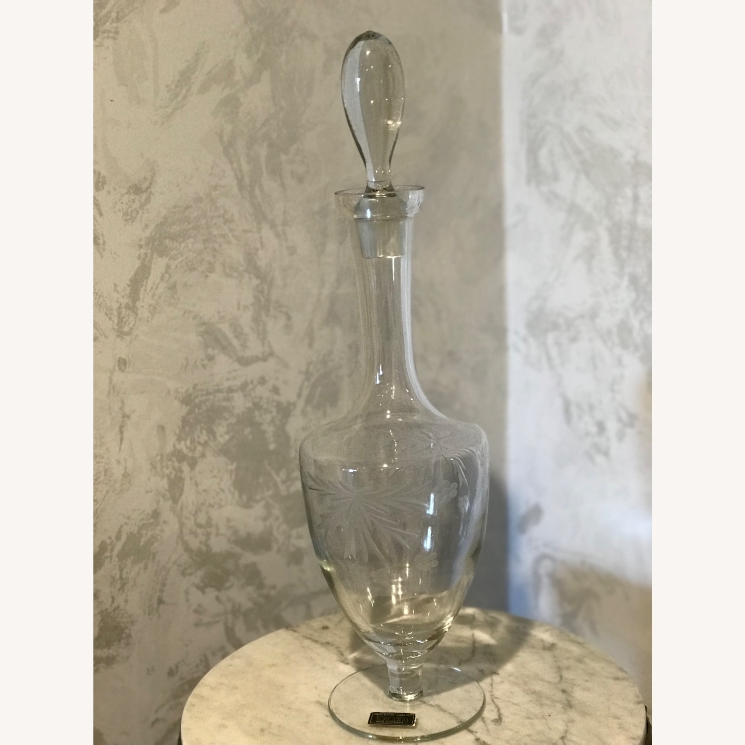 Vintage Hand Cut Toscany Floral Glass Decanter - image-30