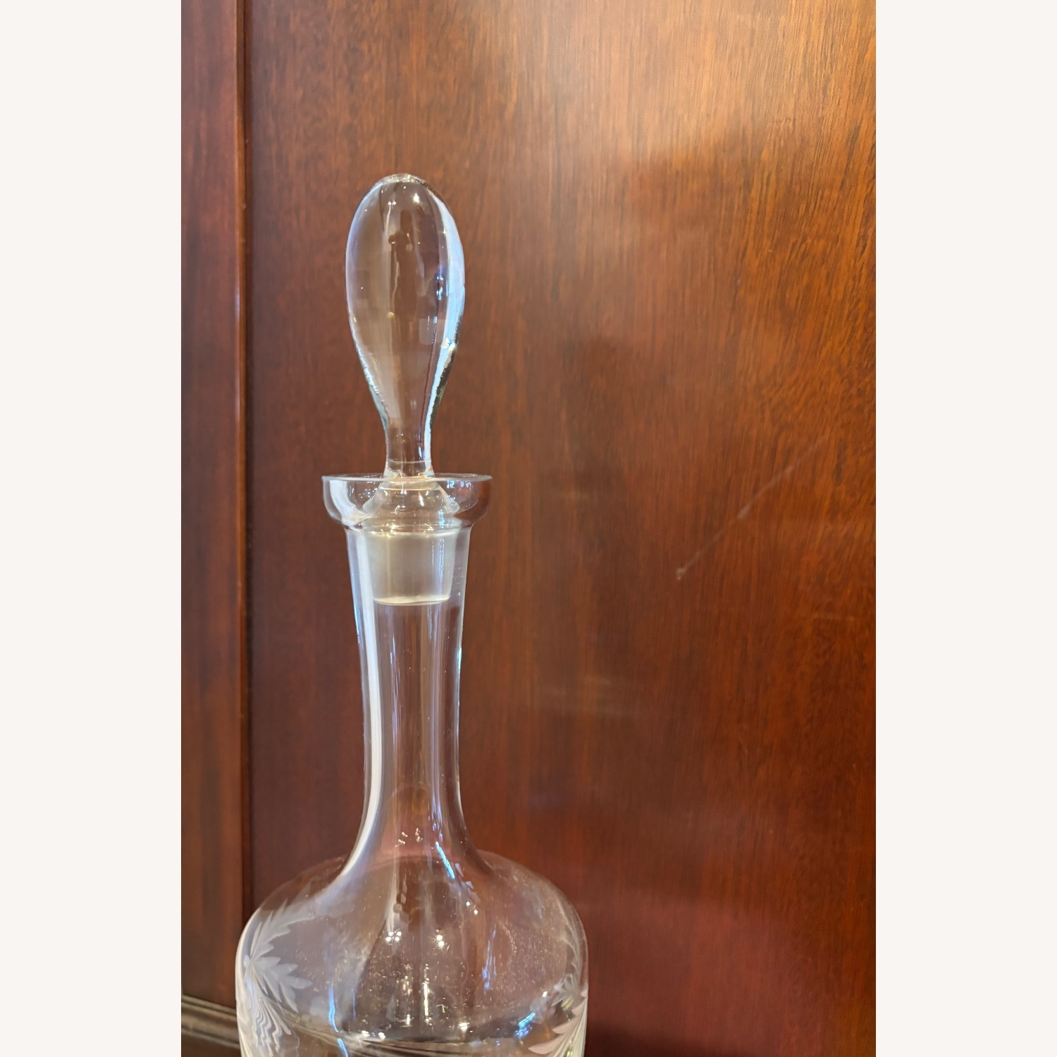 Vintage Hand Cut Toscany Floral Glass Decanter - image-4