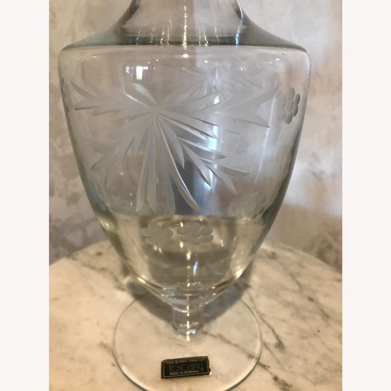 Vintage Hand Cut Toscany Floral Glass Decanter - image-25