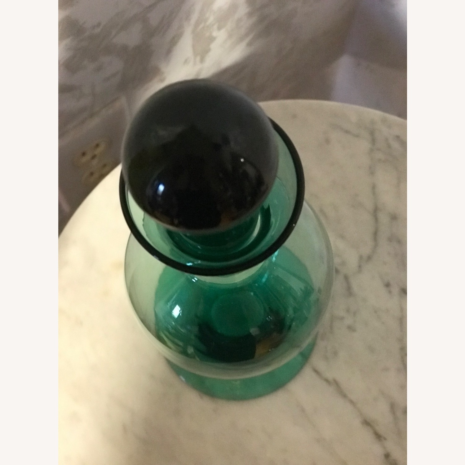 Vintage MCM Retro Art Green Glass Decanter - image-10
