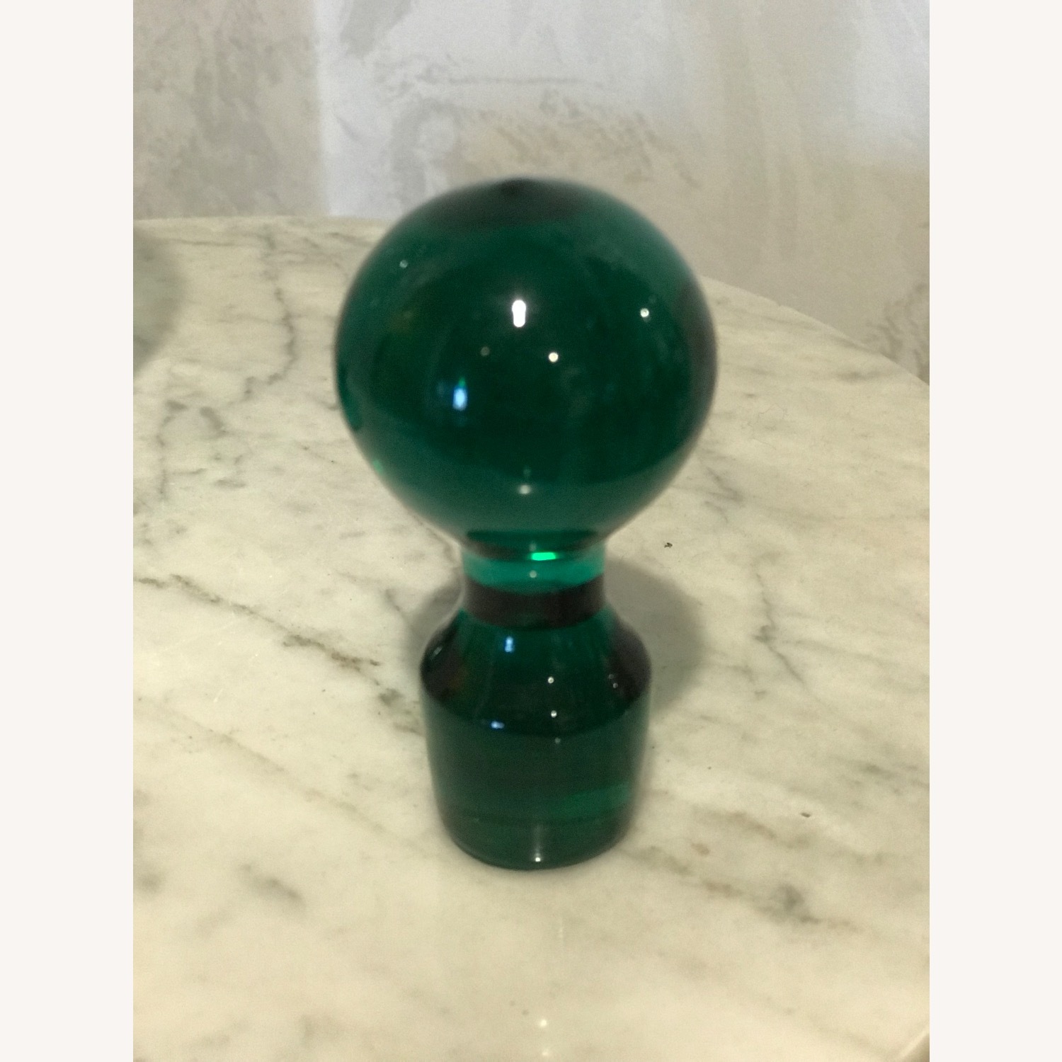 Vintage MCM Retro Art Green Glass Decanter - image-6
