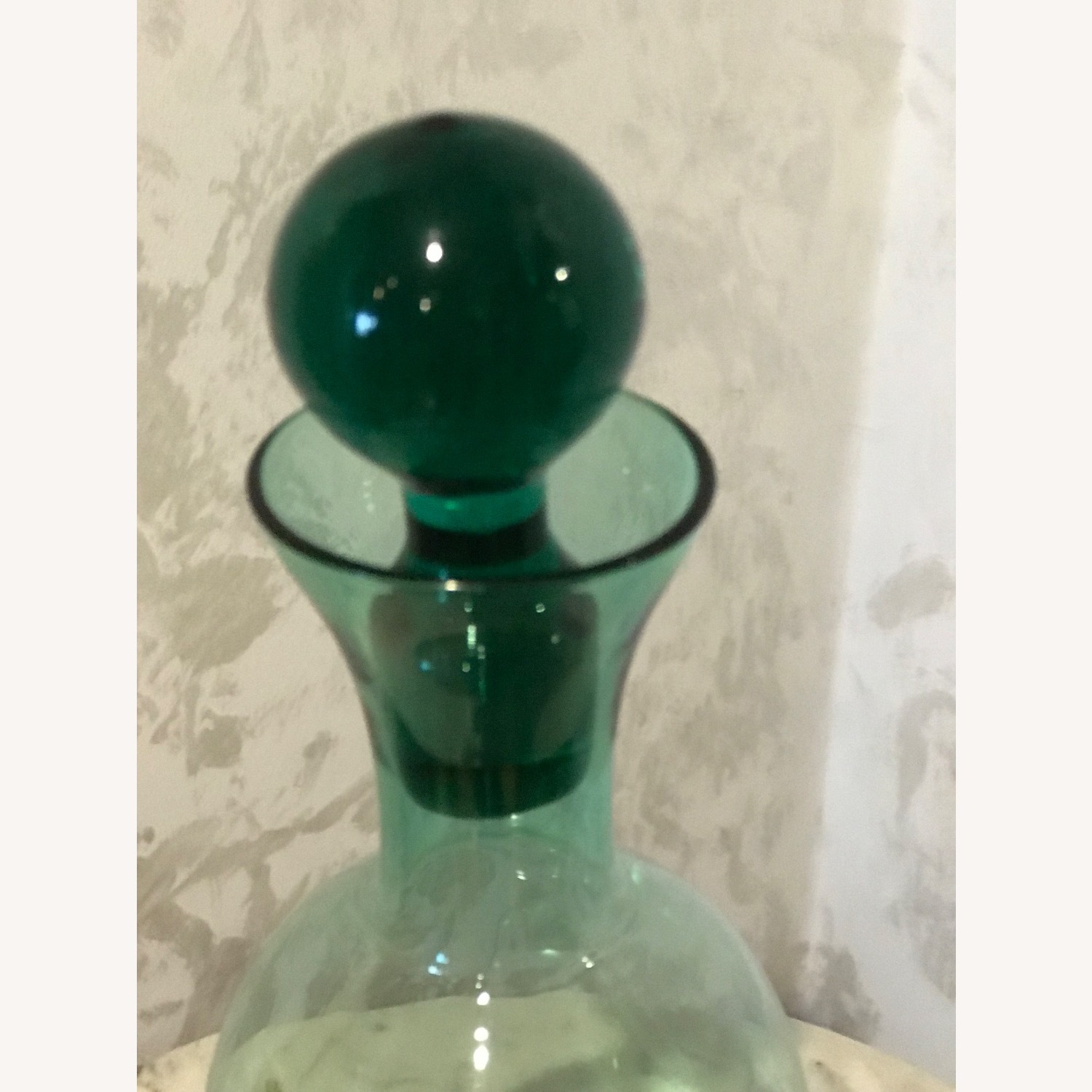 Vintage MCM Retro Art Green Glass Decanter - image-2