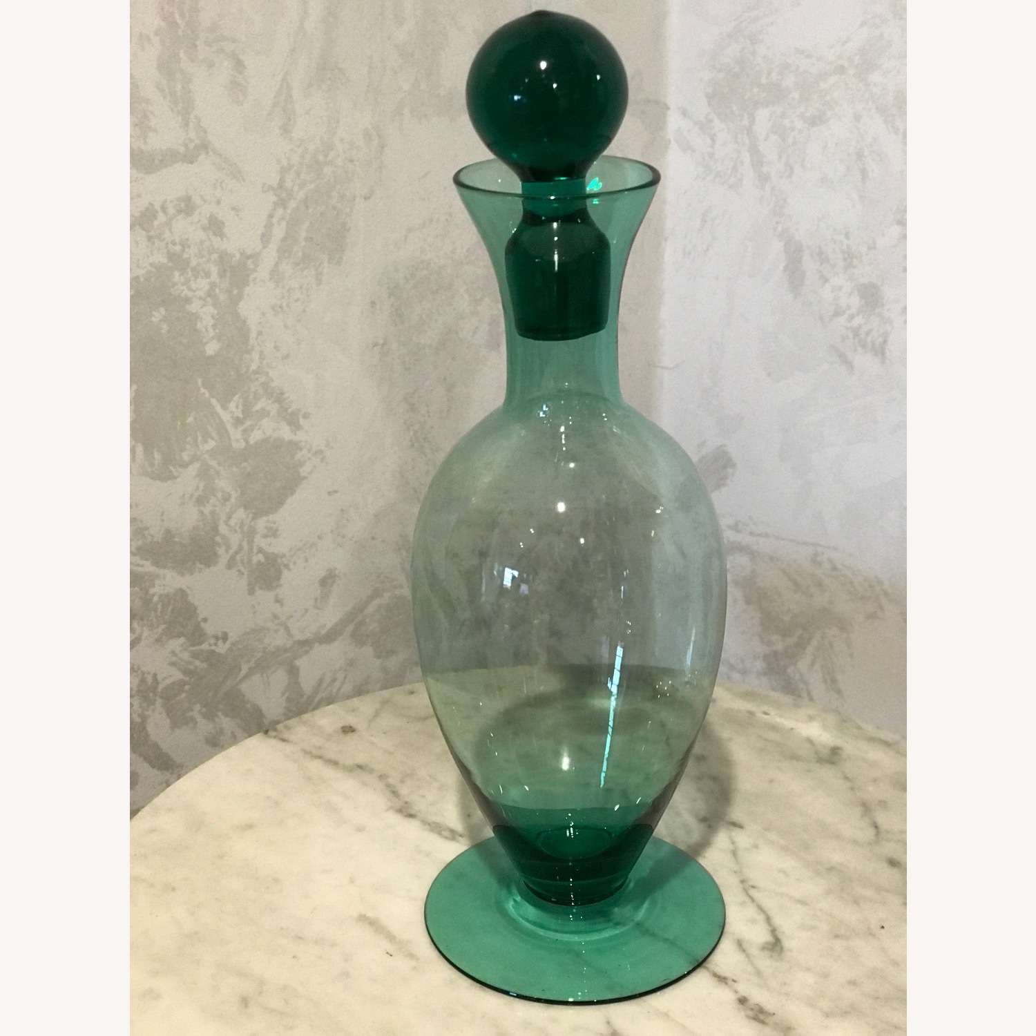 Vintage MCM Retro Art Green Glass Decanter - image-4