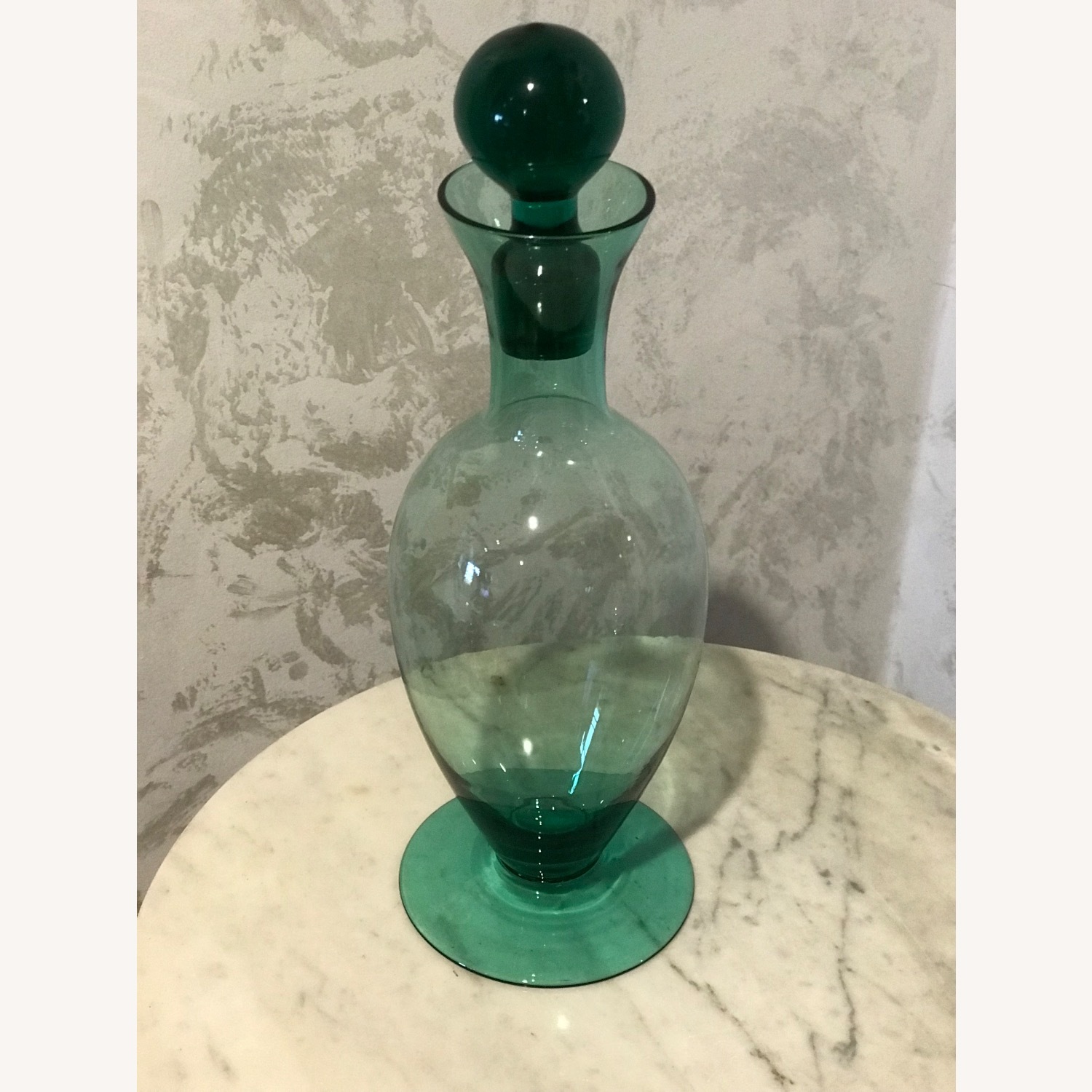 Vintage MCM Retro Art Green Glass Decanter - image-5