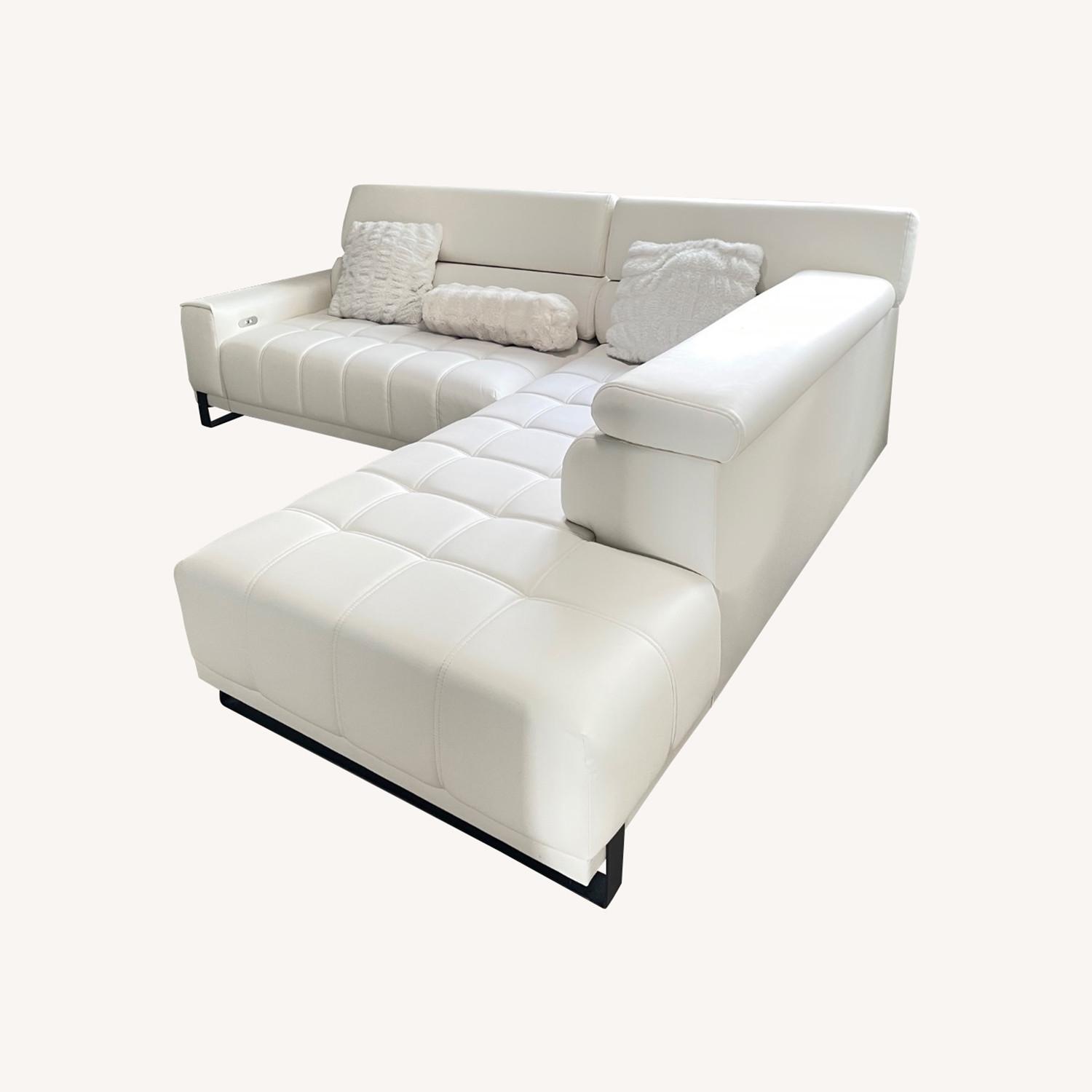 Value City White Leather Sectional Sofa - image-0