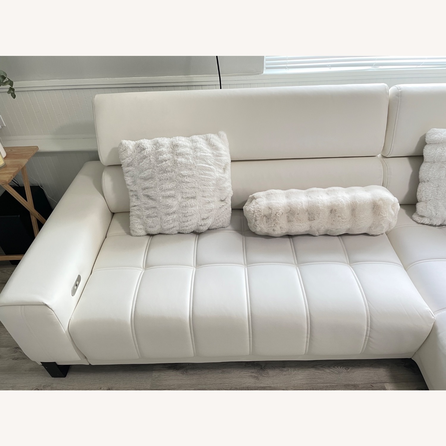 Value City White Leather Sectional Sofa - image-3
