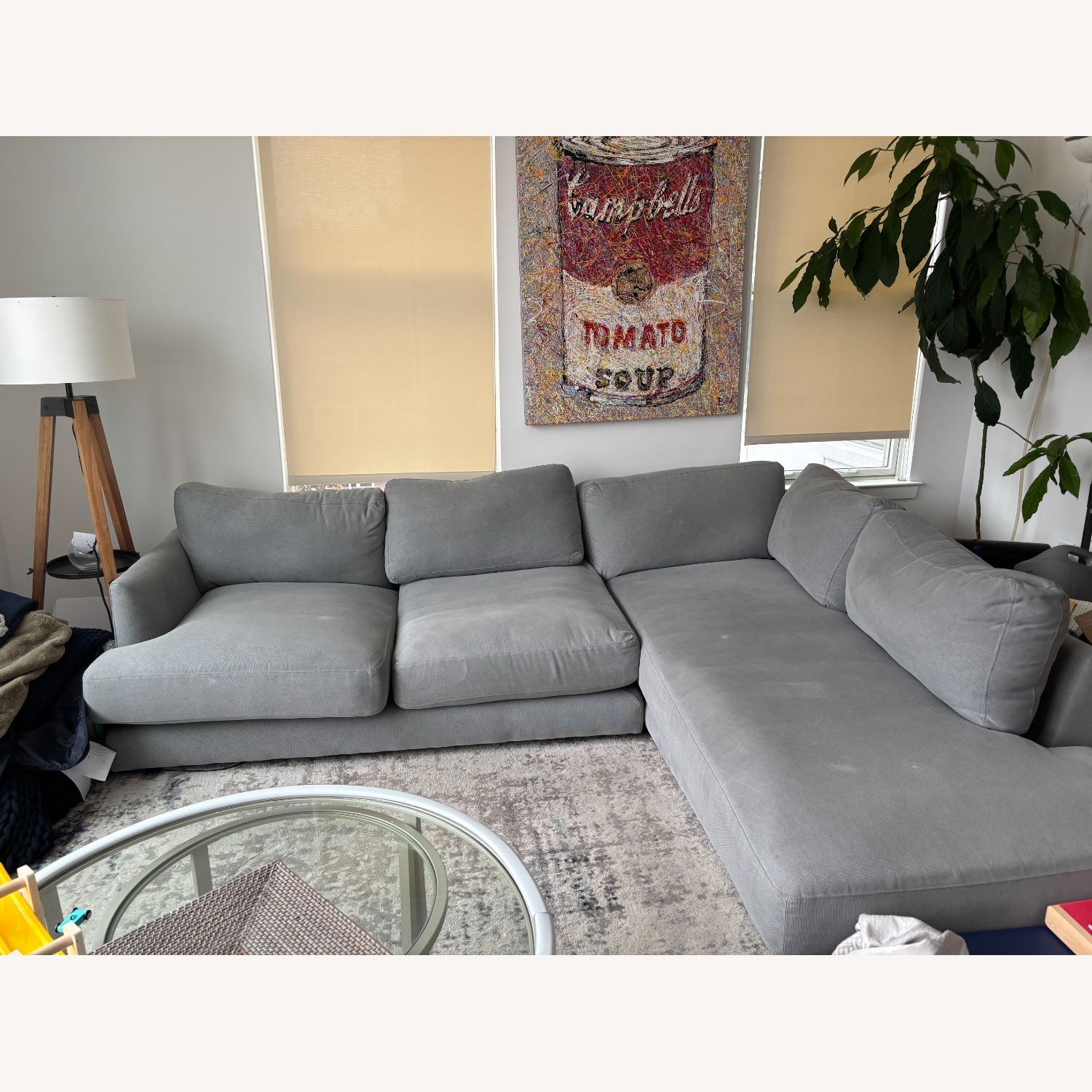 West Elm Haven Sofa Left Arm Sofa, Right Chaise, gray - image-1