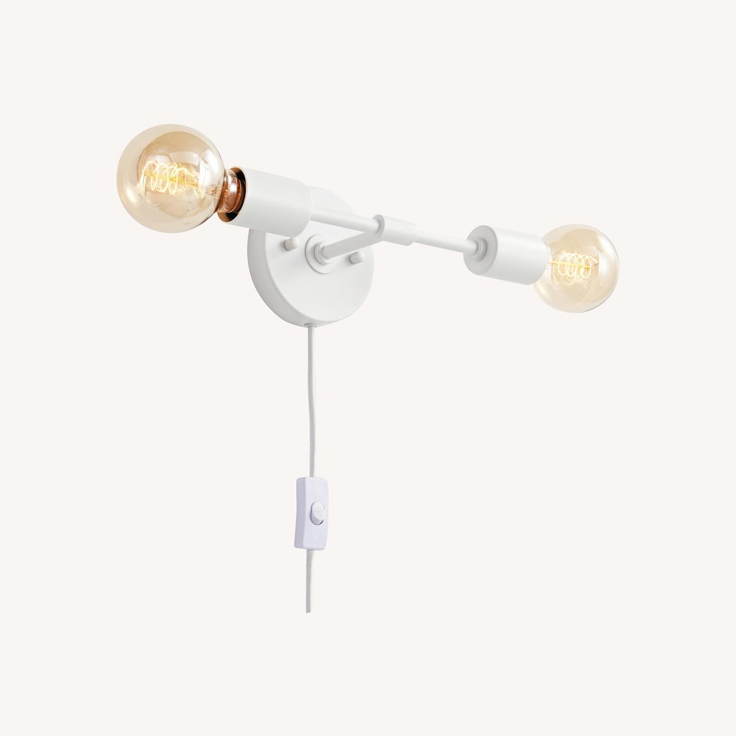 White Plug-In 2-Light Wall Sconce - image-0