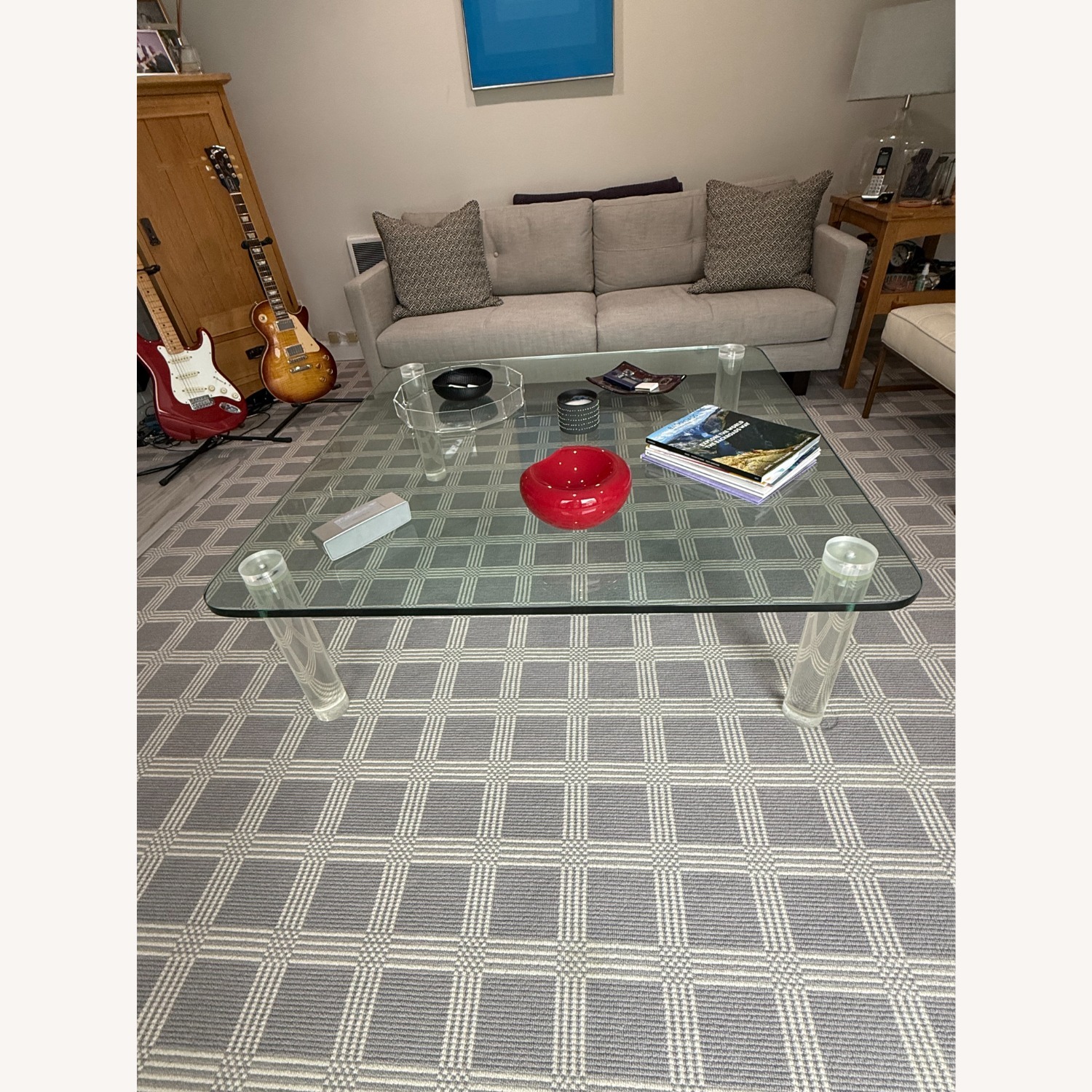 Vintage Glass/Lucite Coffee Table - image-2