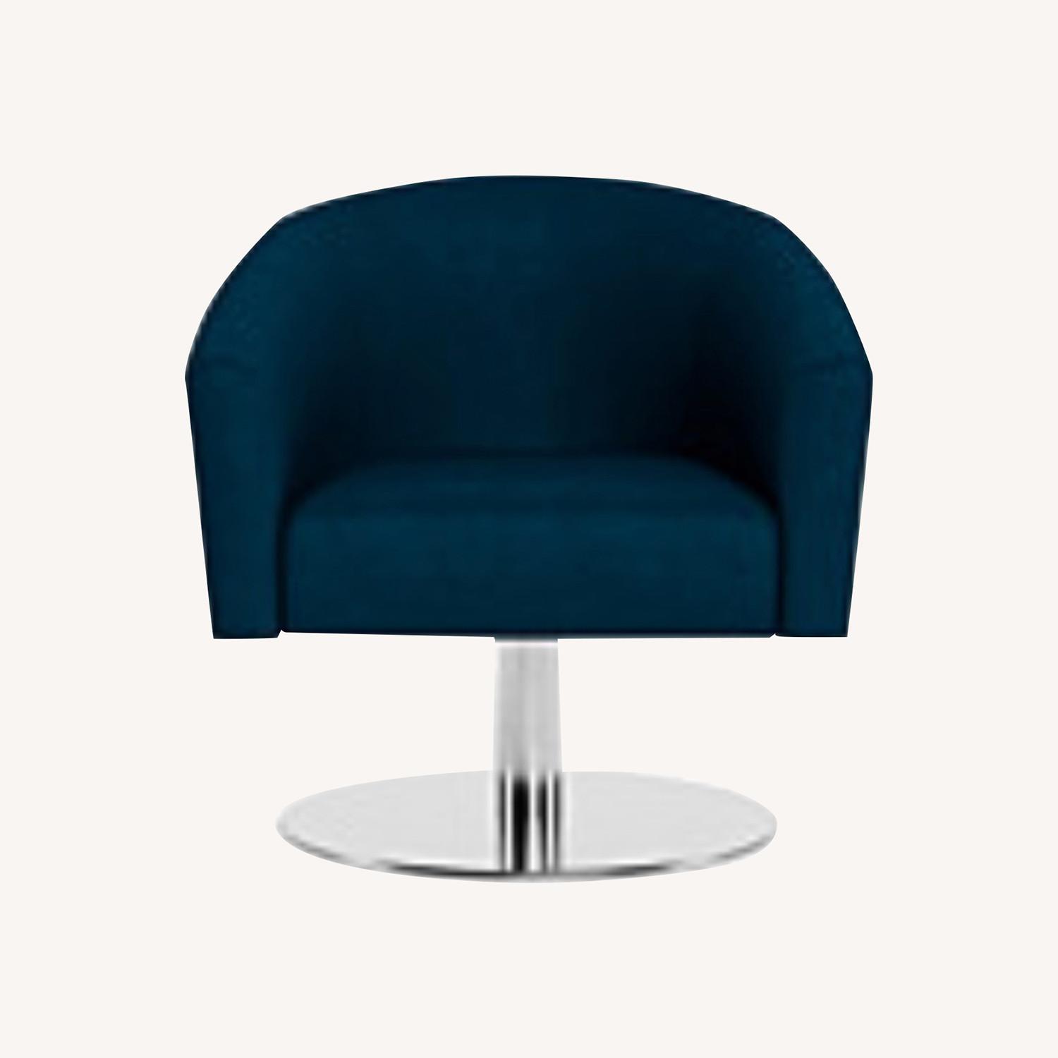 Interior Define Royal Blue Tegan Pedestal Swivel Chair - image-0