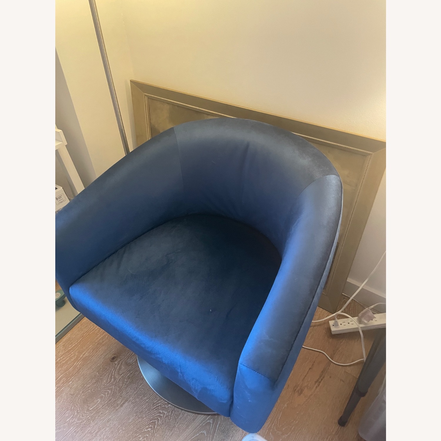 Interior Define Royal Blue Tegan Pedestal Swivel Chair - image-3