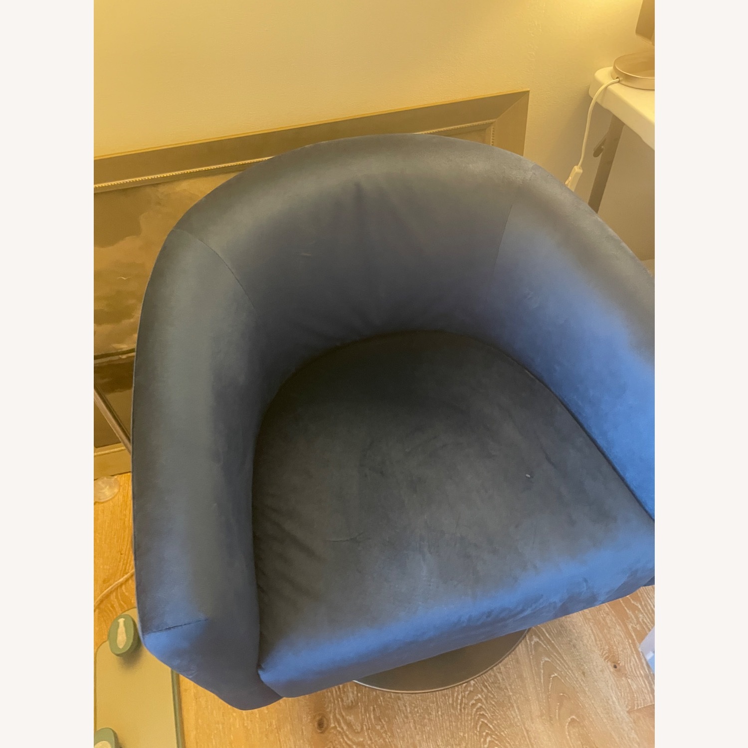 Interior Define Royal Blue Tegan Pedestal Swivel Chair - image-5