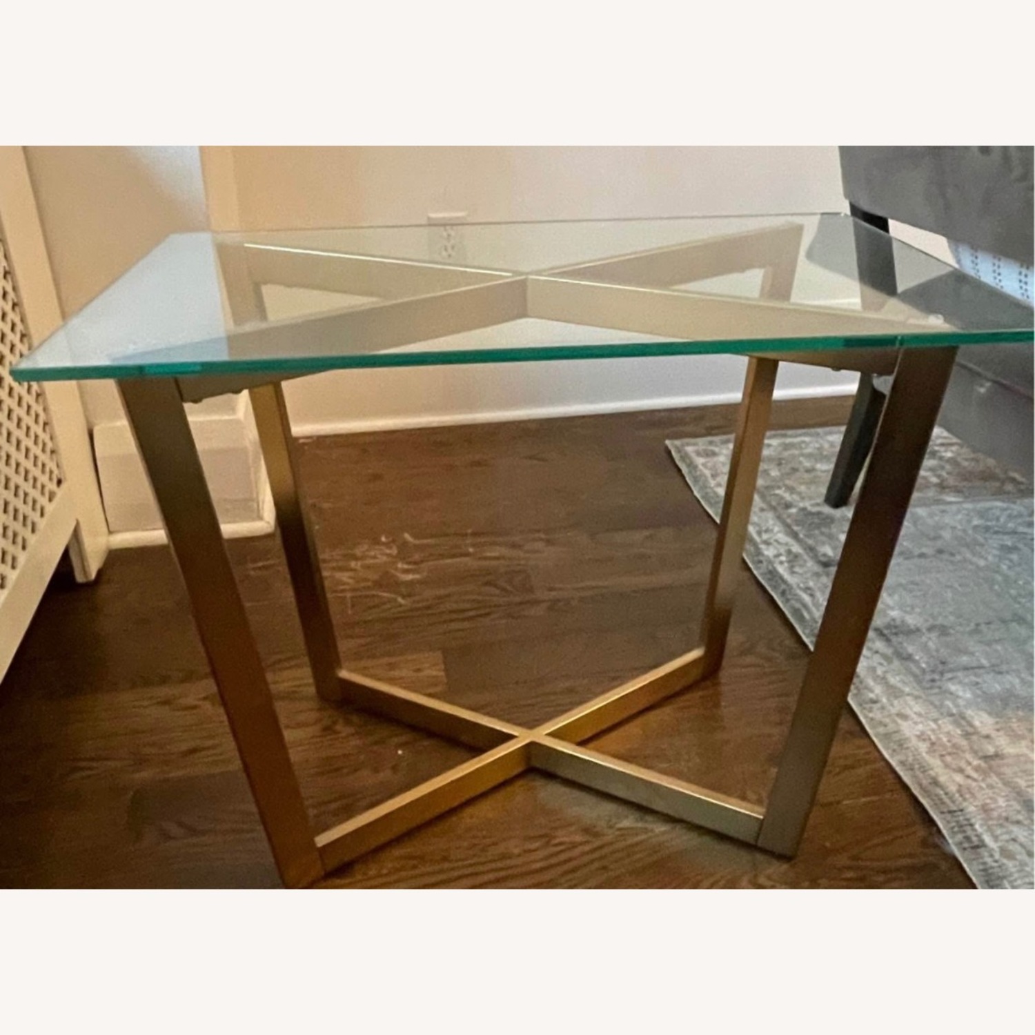 West Elm Brass Cross Base Coffee Table - image-3