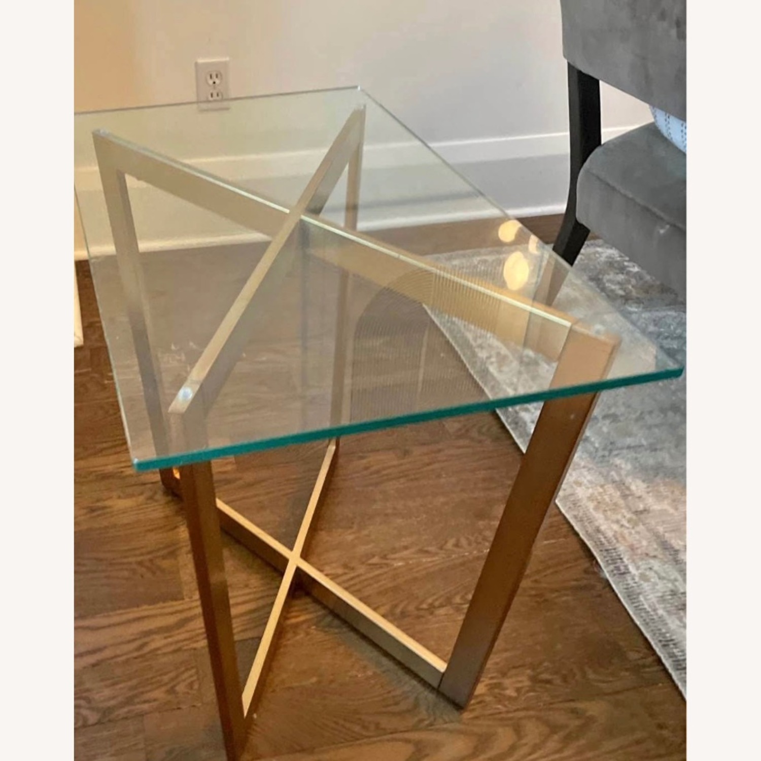 West Elm Brass Cross Base Coffee Table - image-4