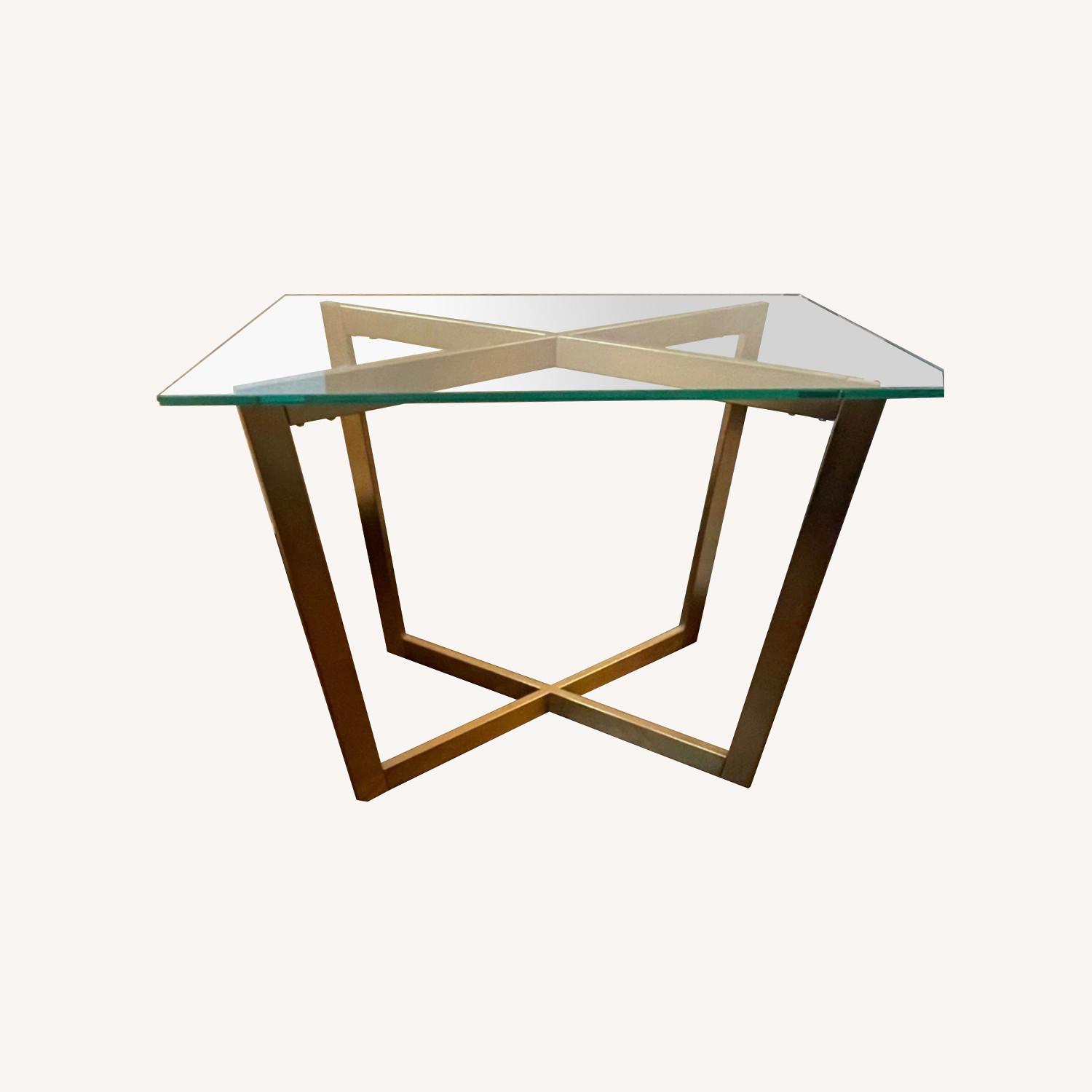 West Elm Brass Cross Base Coffee Table - image-0