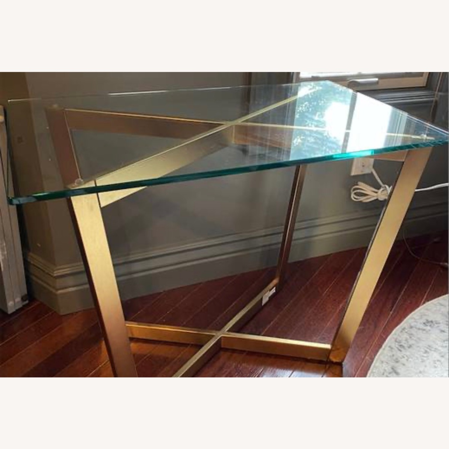 West Elm Brass Cross Base Coffee Table - image-1