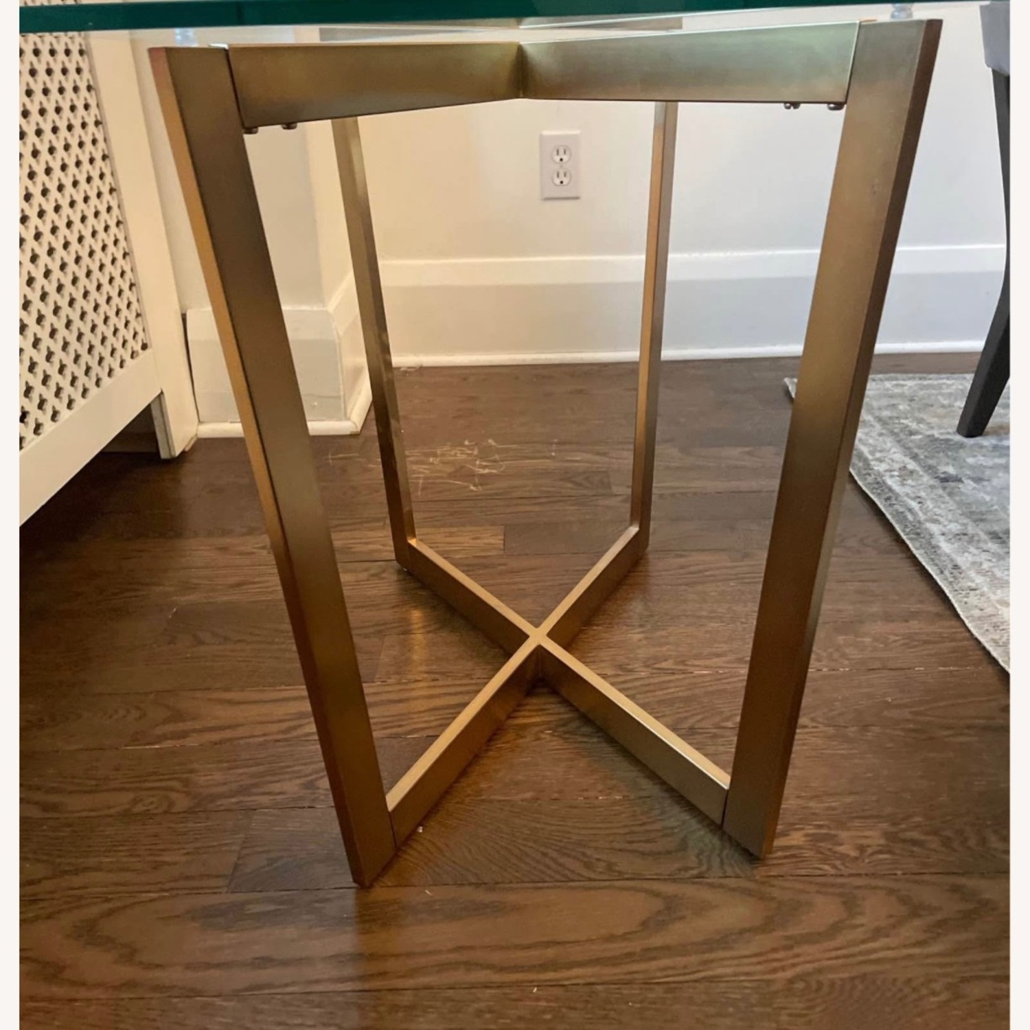 West Elm Brass Cross Base Coffee Table - image-2