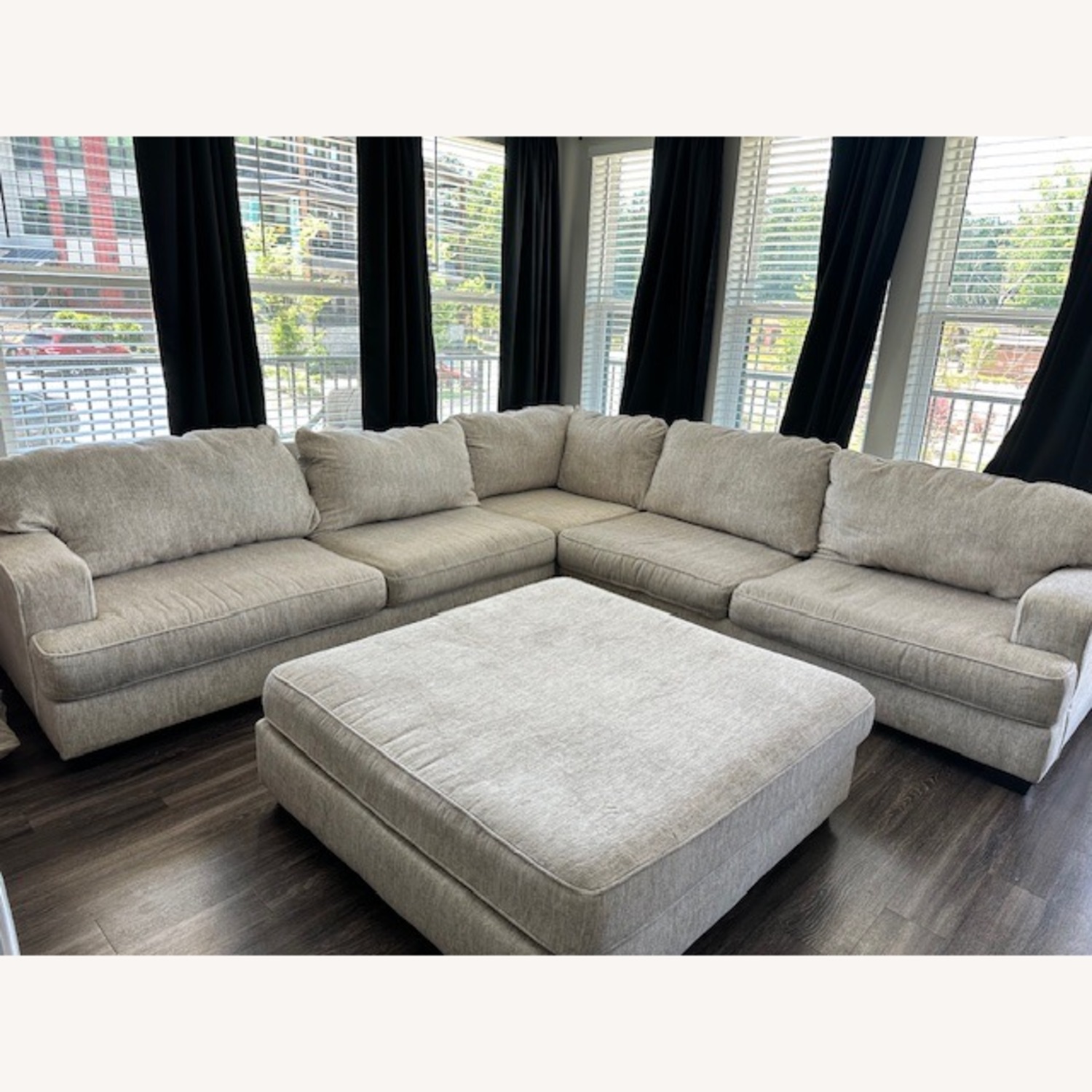 Ashley Furniture White Fabric Sectional - image-8