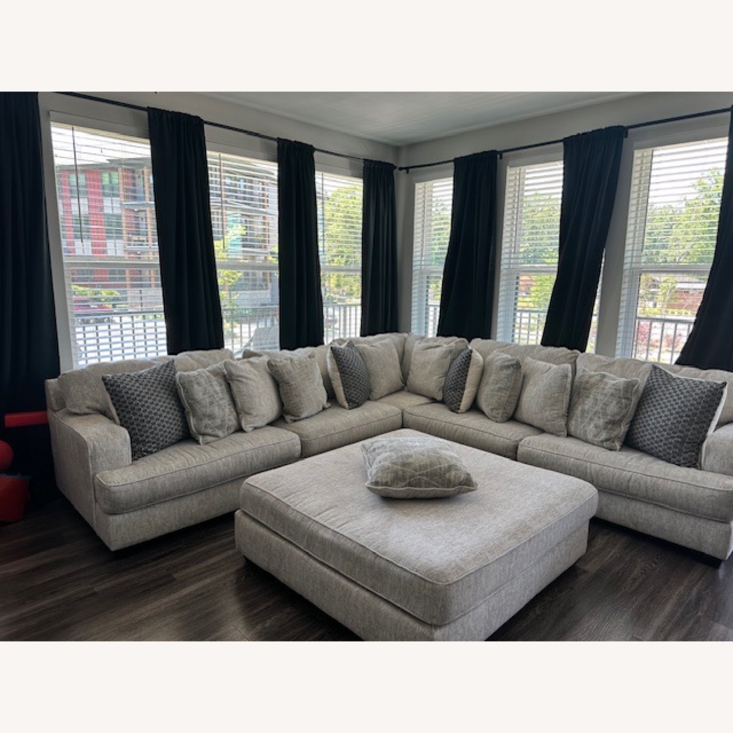 Ashley Furniture White Fabric Sectional - image-2