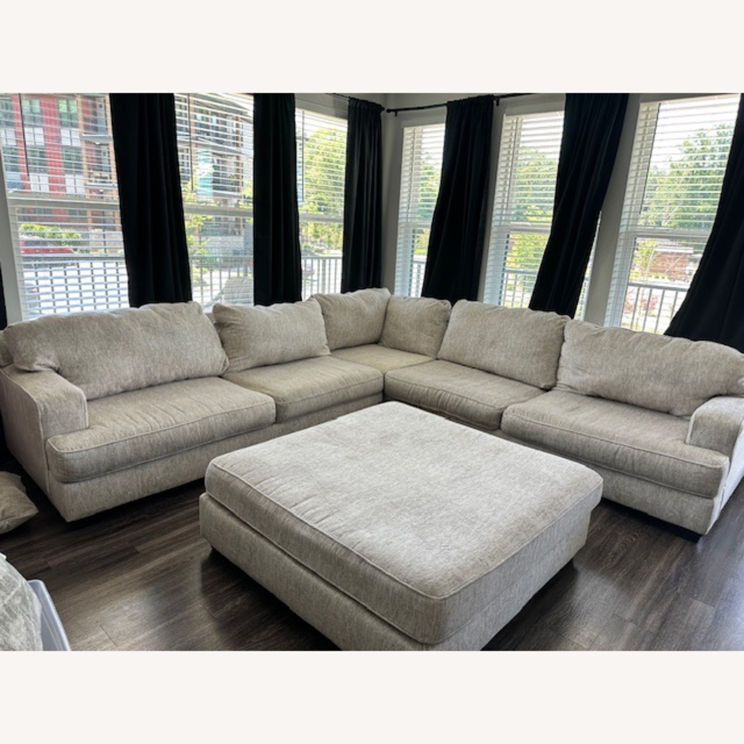 Ashley Furniture White Fabric Sectional - image-9