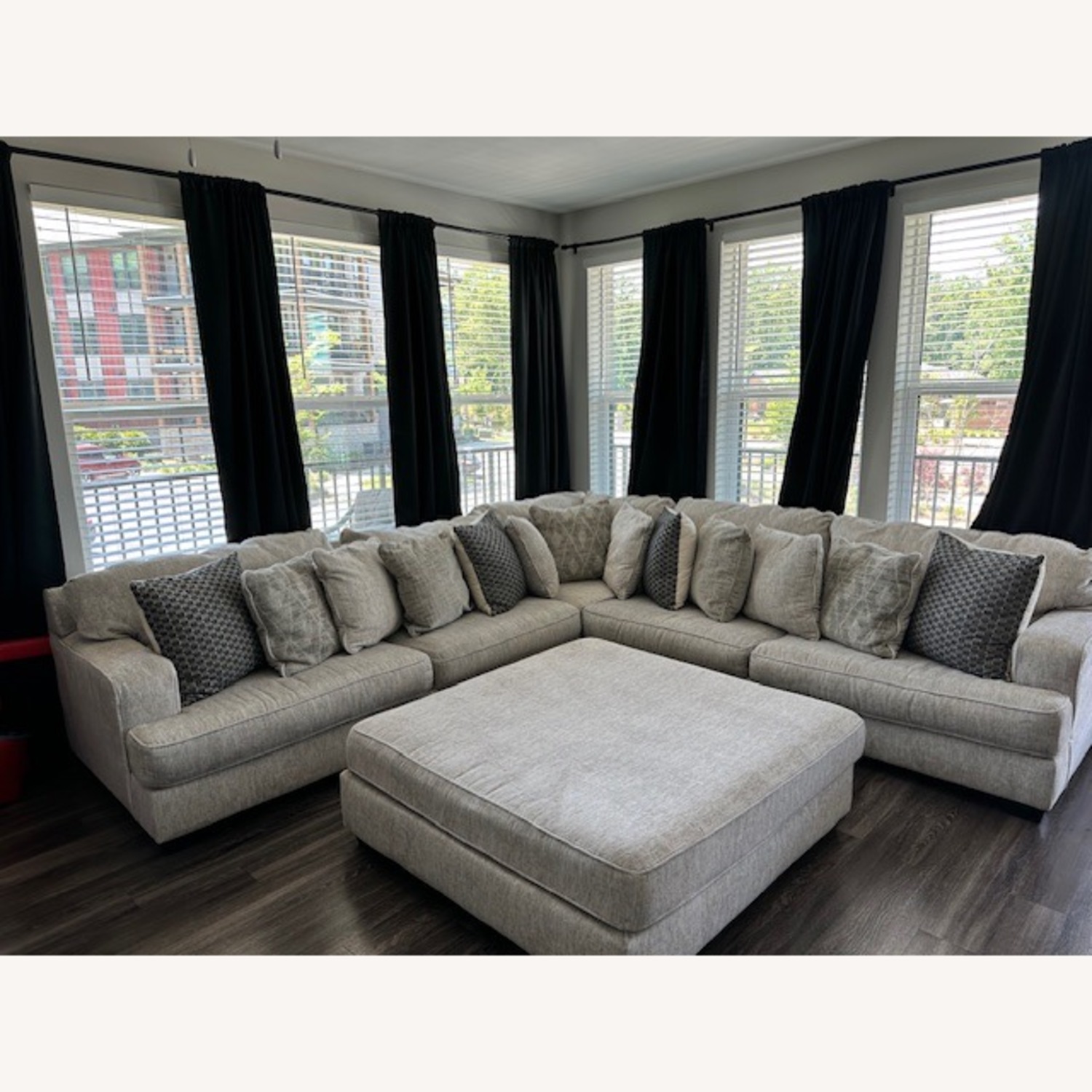 Ashley Furniture White Fabric Sectional - image-4