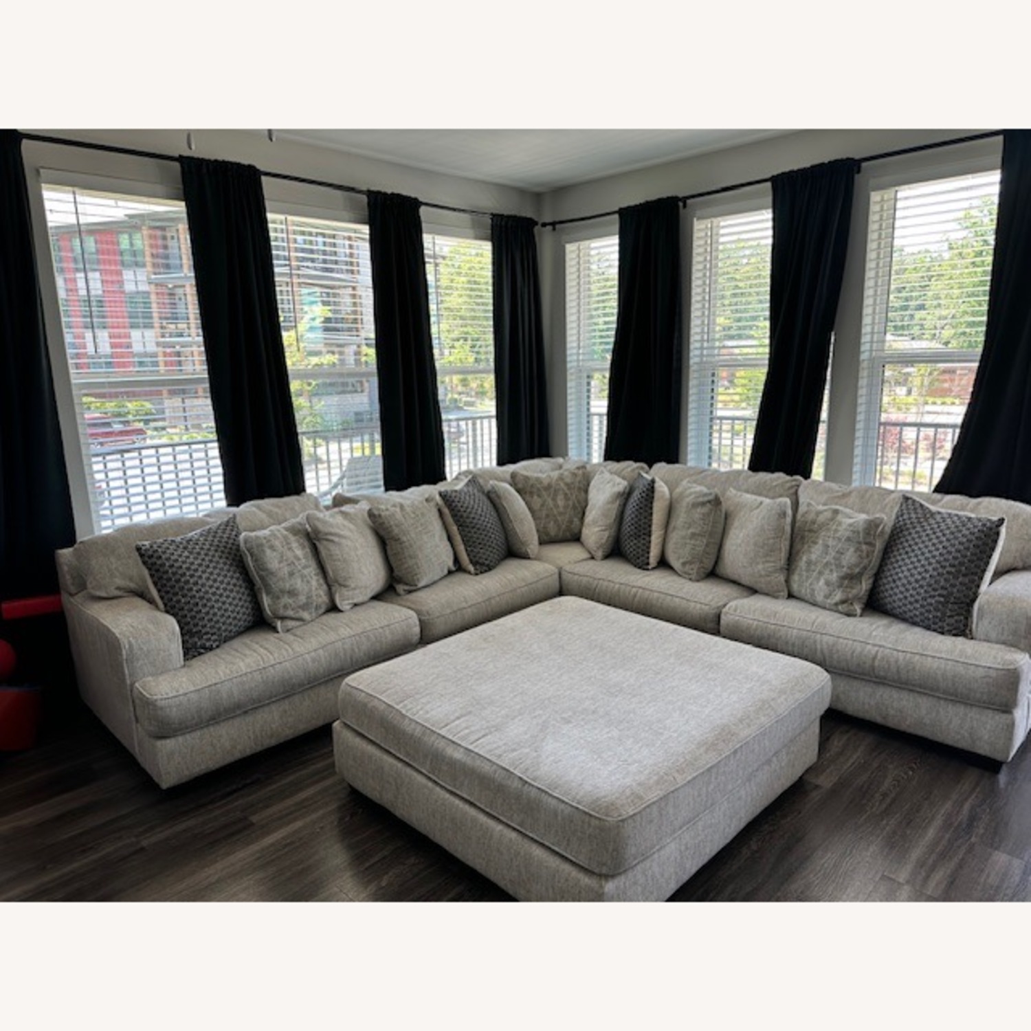 Ashley Furniture White Fabric Sectional - image-3