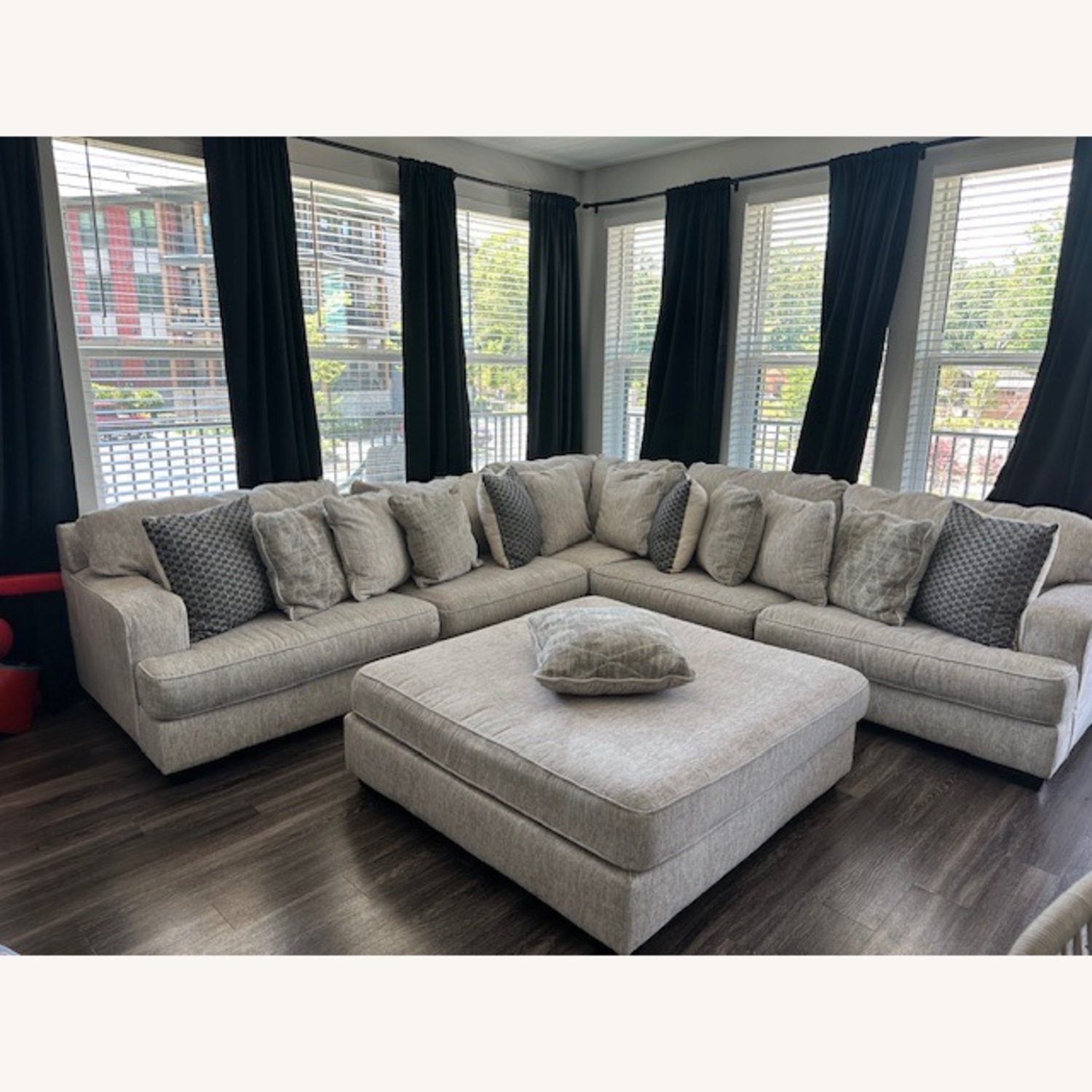 Ashley Furniture White Fabric Sectional - image-1