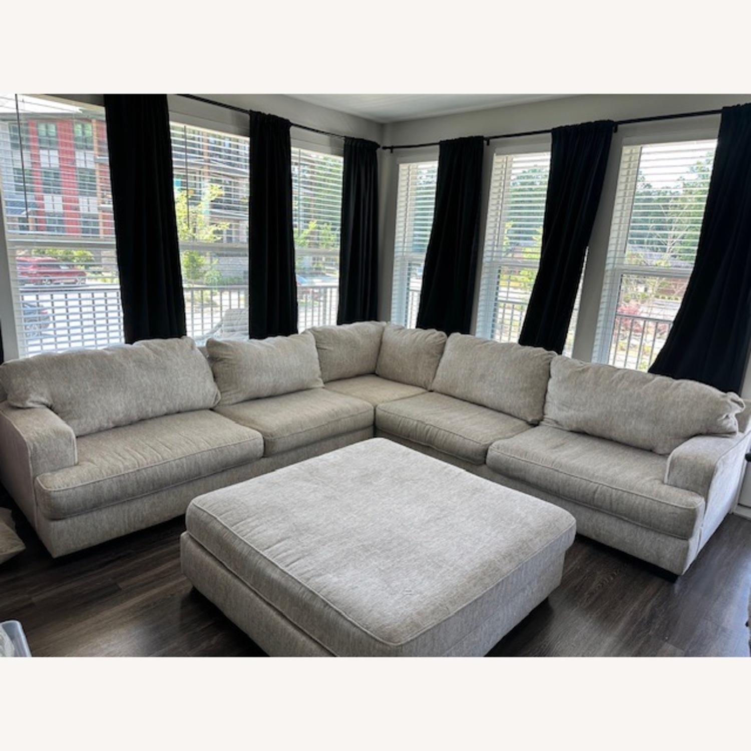 Ashley Furniture White Fabric Sectional - image-7