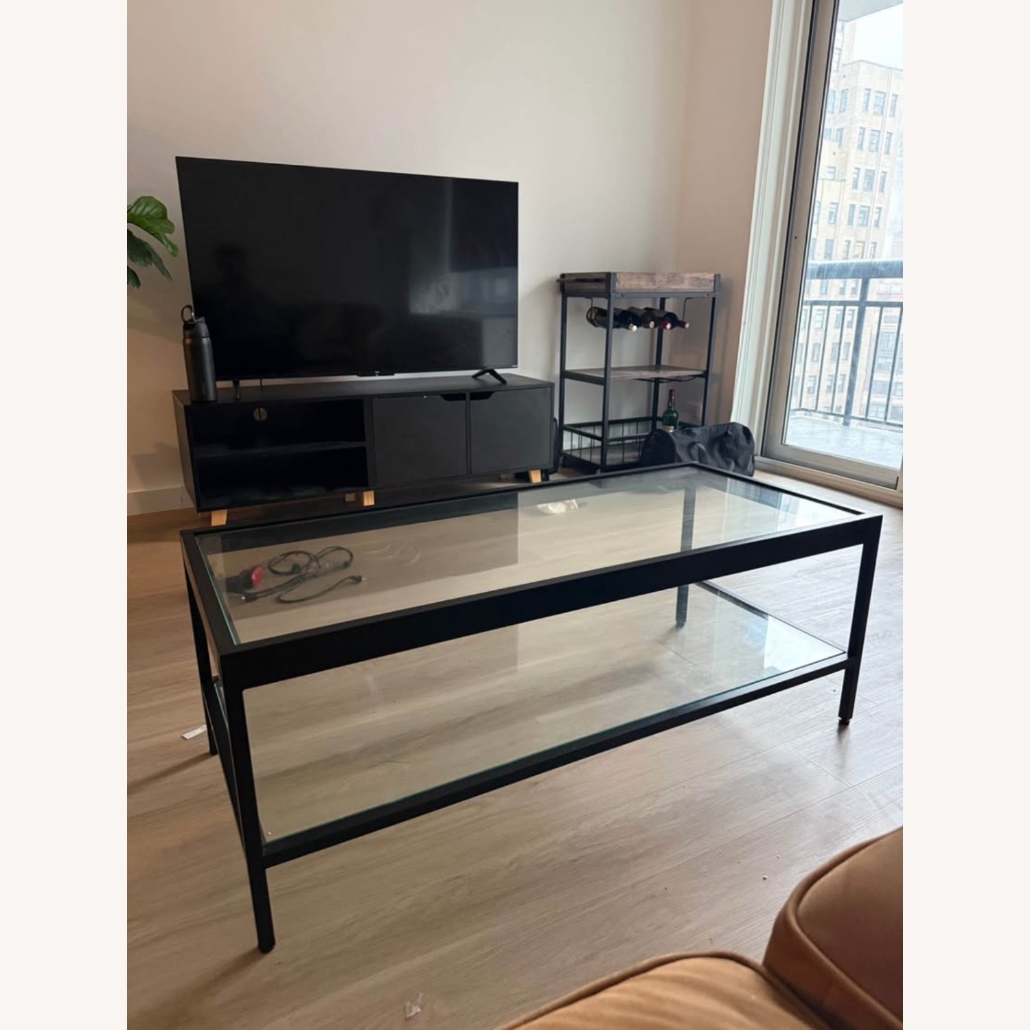 Modern Glass Top Coffee Table - image-1