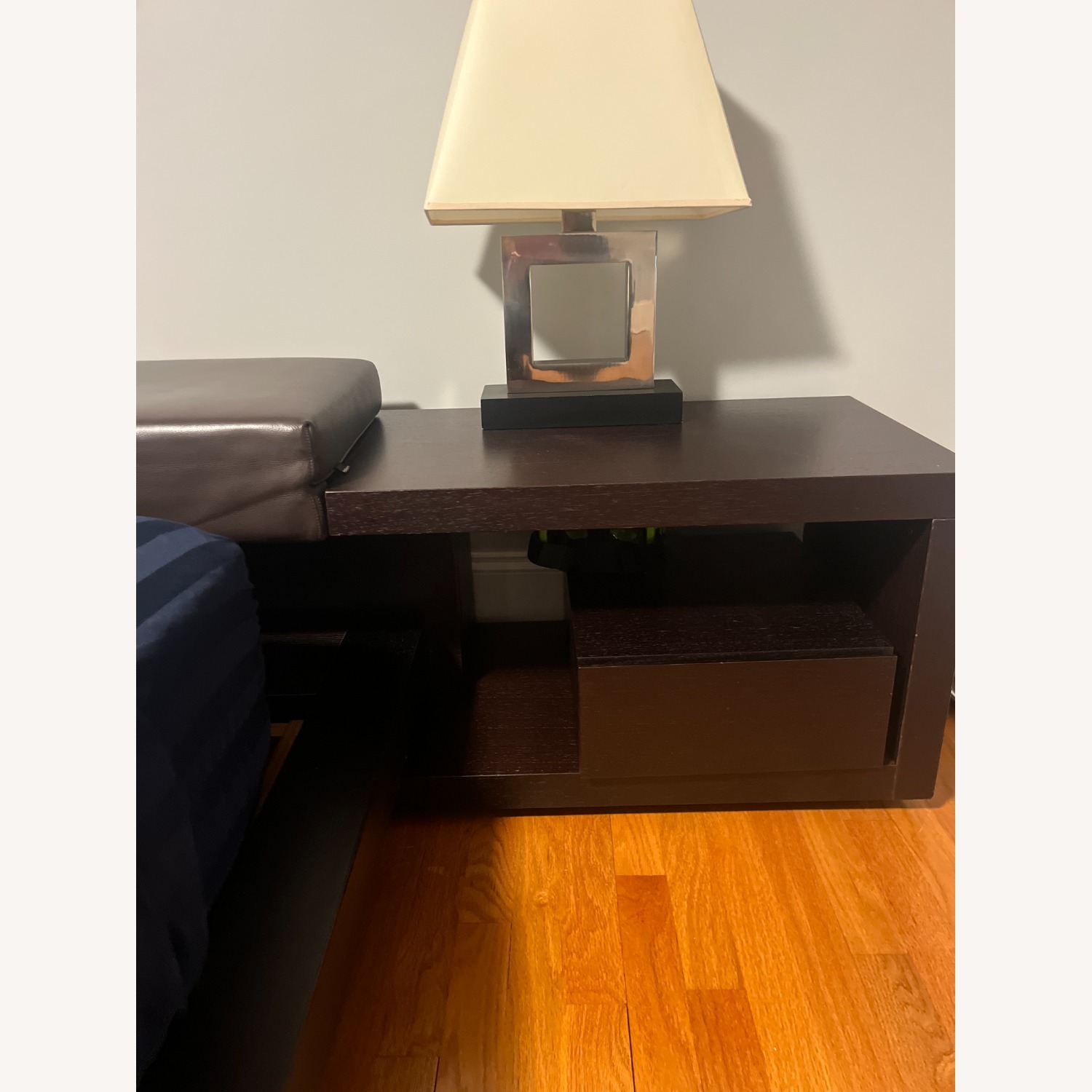 Poliform Leather and Wood Queen Bed with Attached Nighstands - image-2