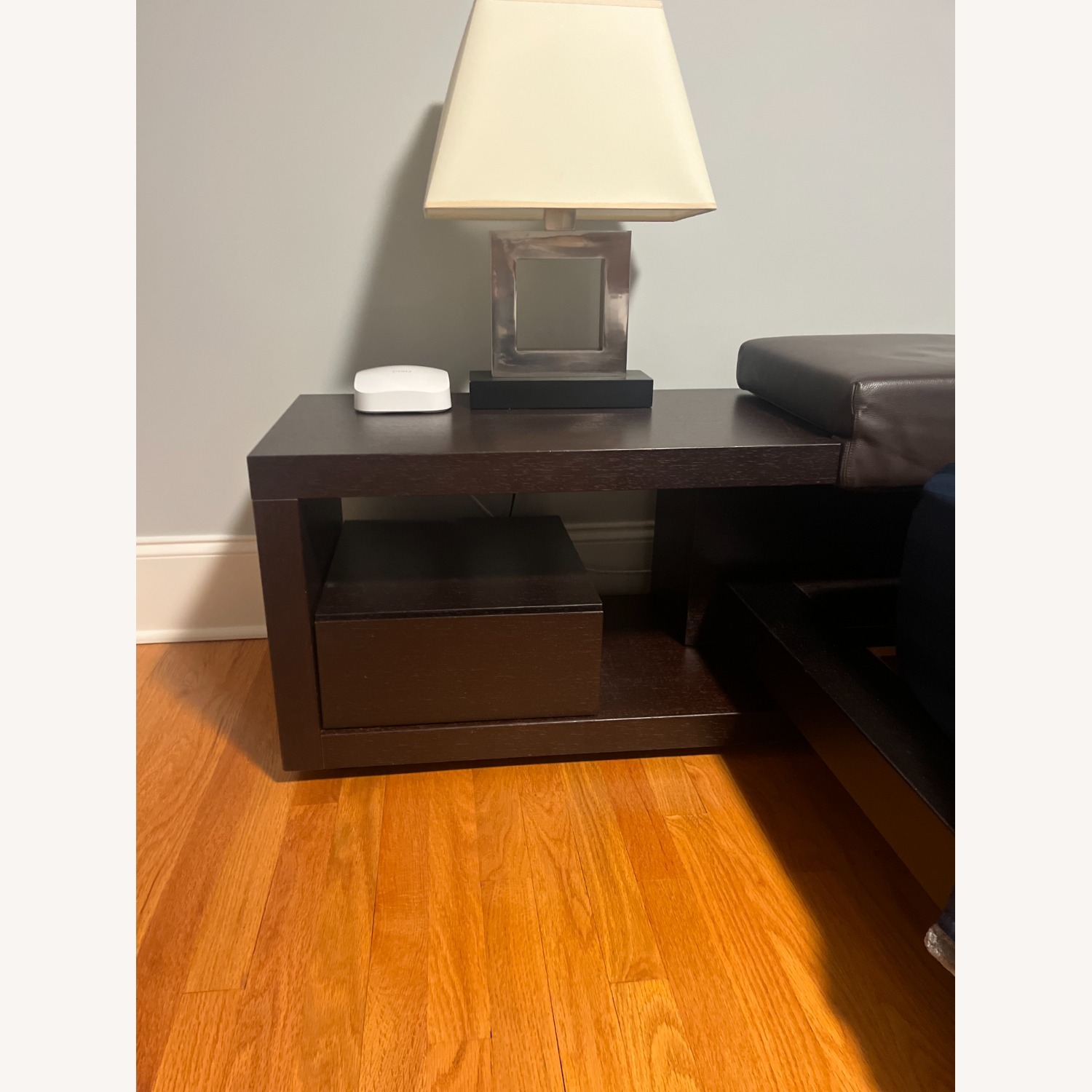 Poliform Leather and Wood Queen Bed with Attached Nighstands - image-3