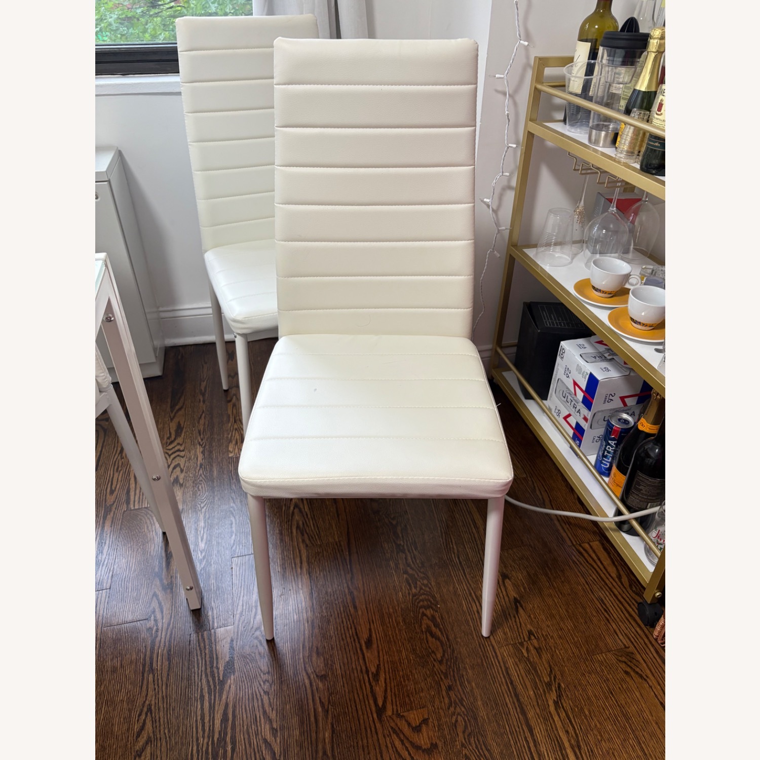 White Glass Dining Table with 6 Chairs - image-3