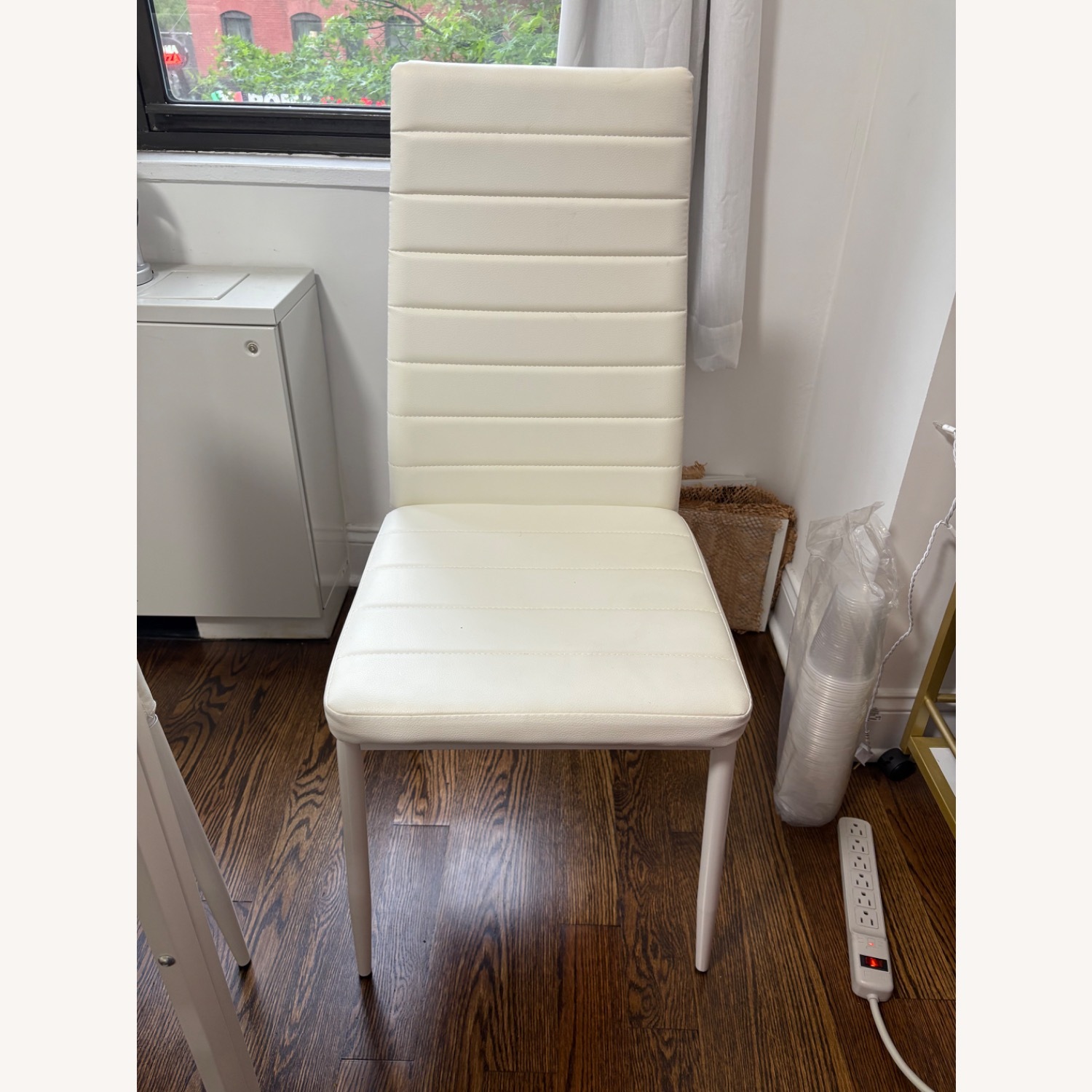 White Glass Dining Table with 6 Chairs - image-4