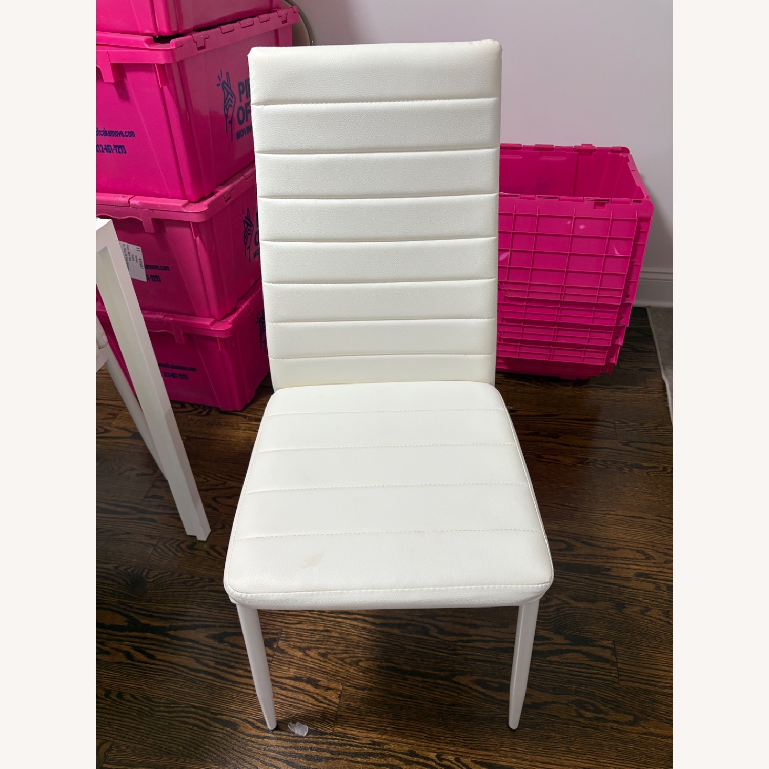 White Glass Dining Table with 6 Chairs - image-7