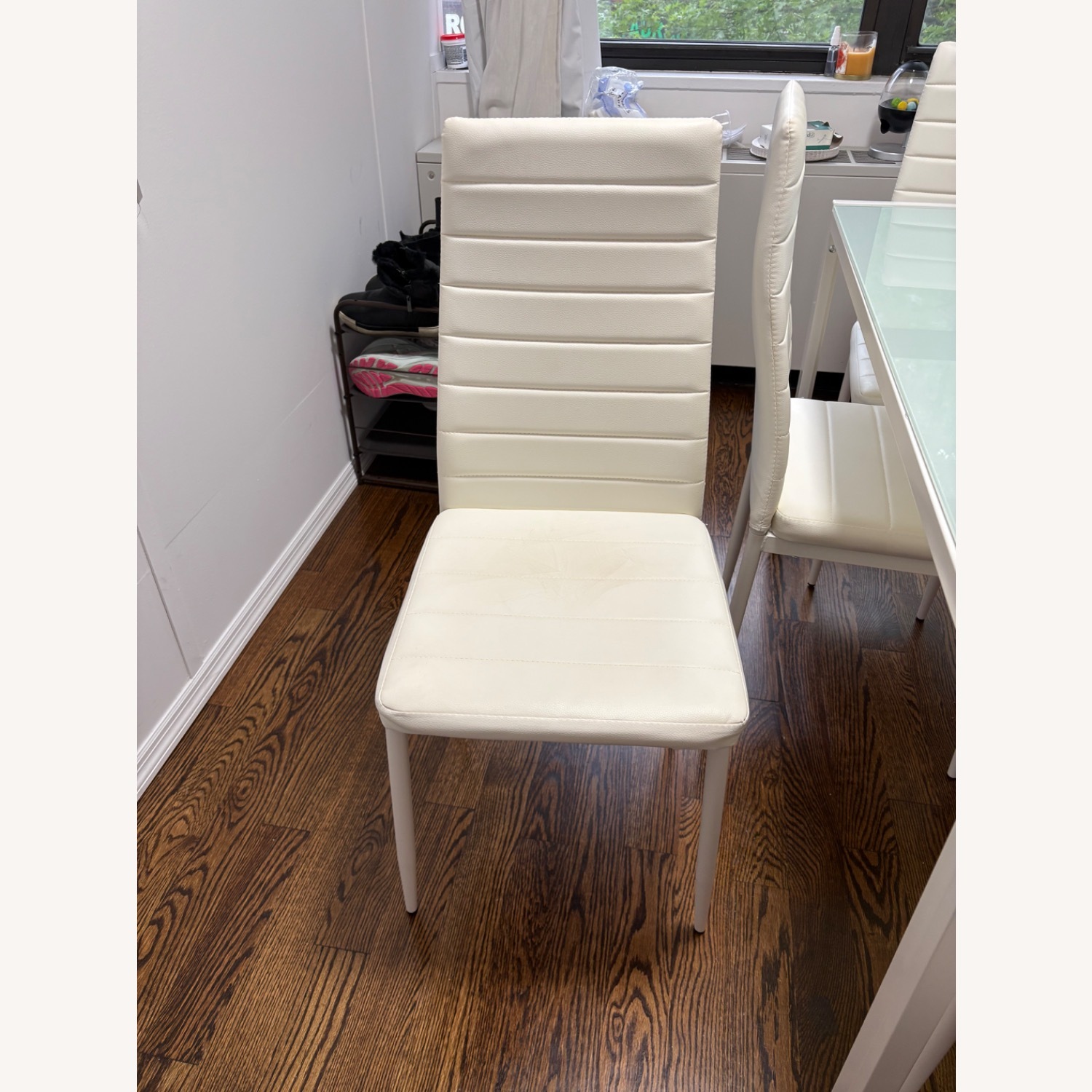 White Glass Dining Table with 6 Chairs - image-8