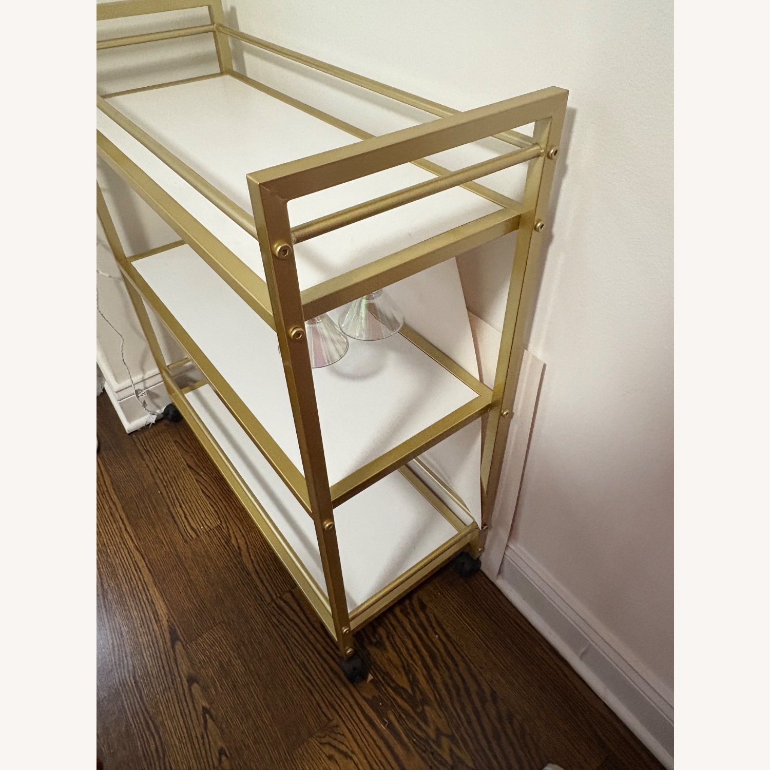 Gold Bar Cart with 3 Shelves - image-3