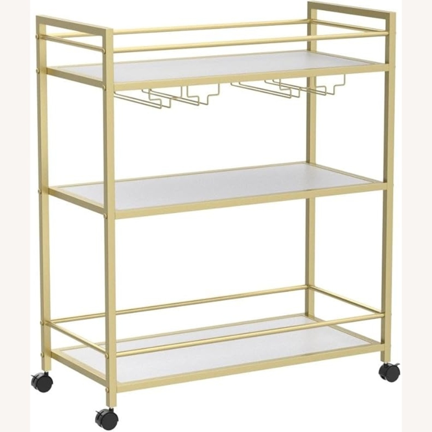 Gold Bar Cart with 3 Shelves - image-5