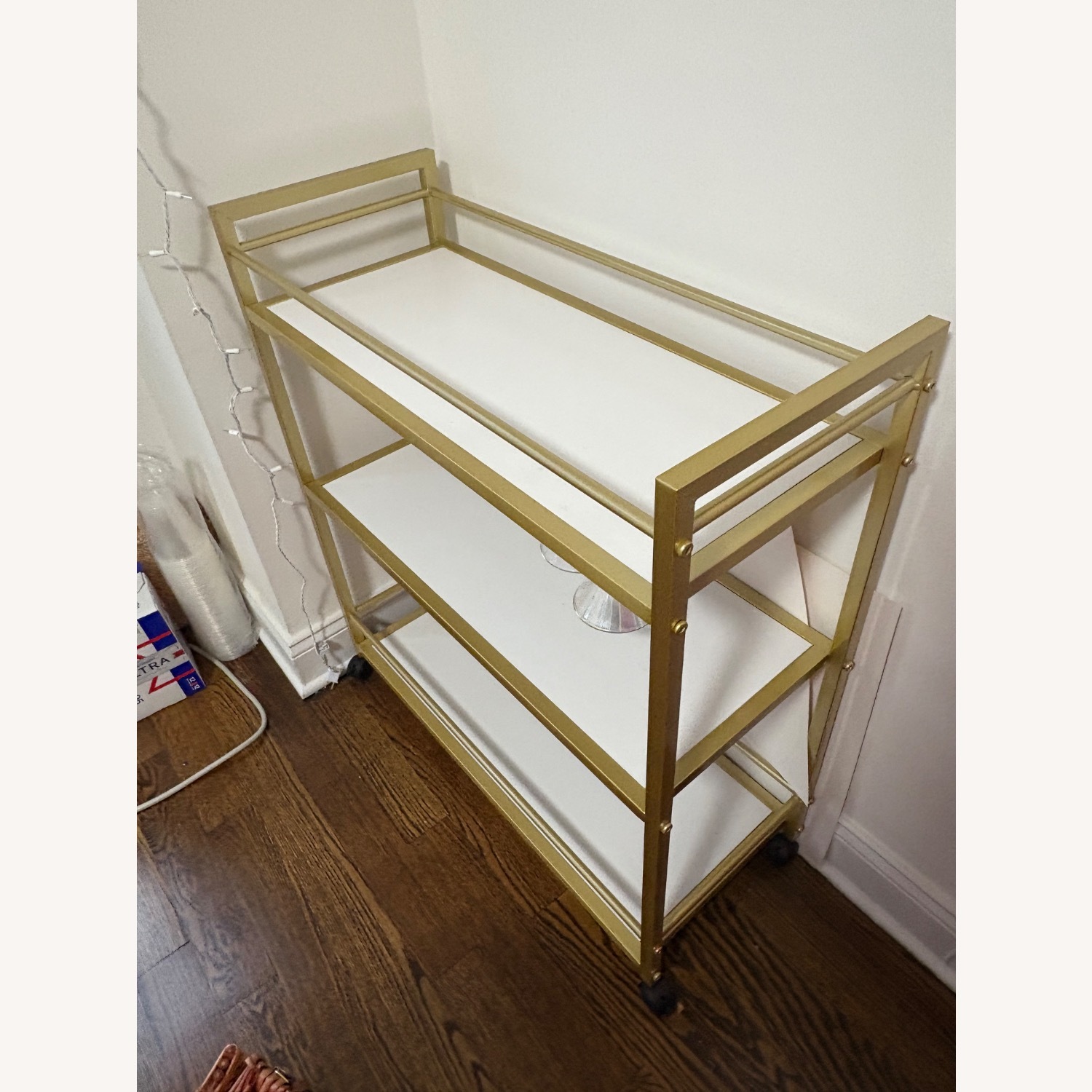 Gold Bar Cart with 3 Shelves - image-2