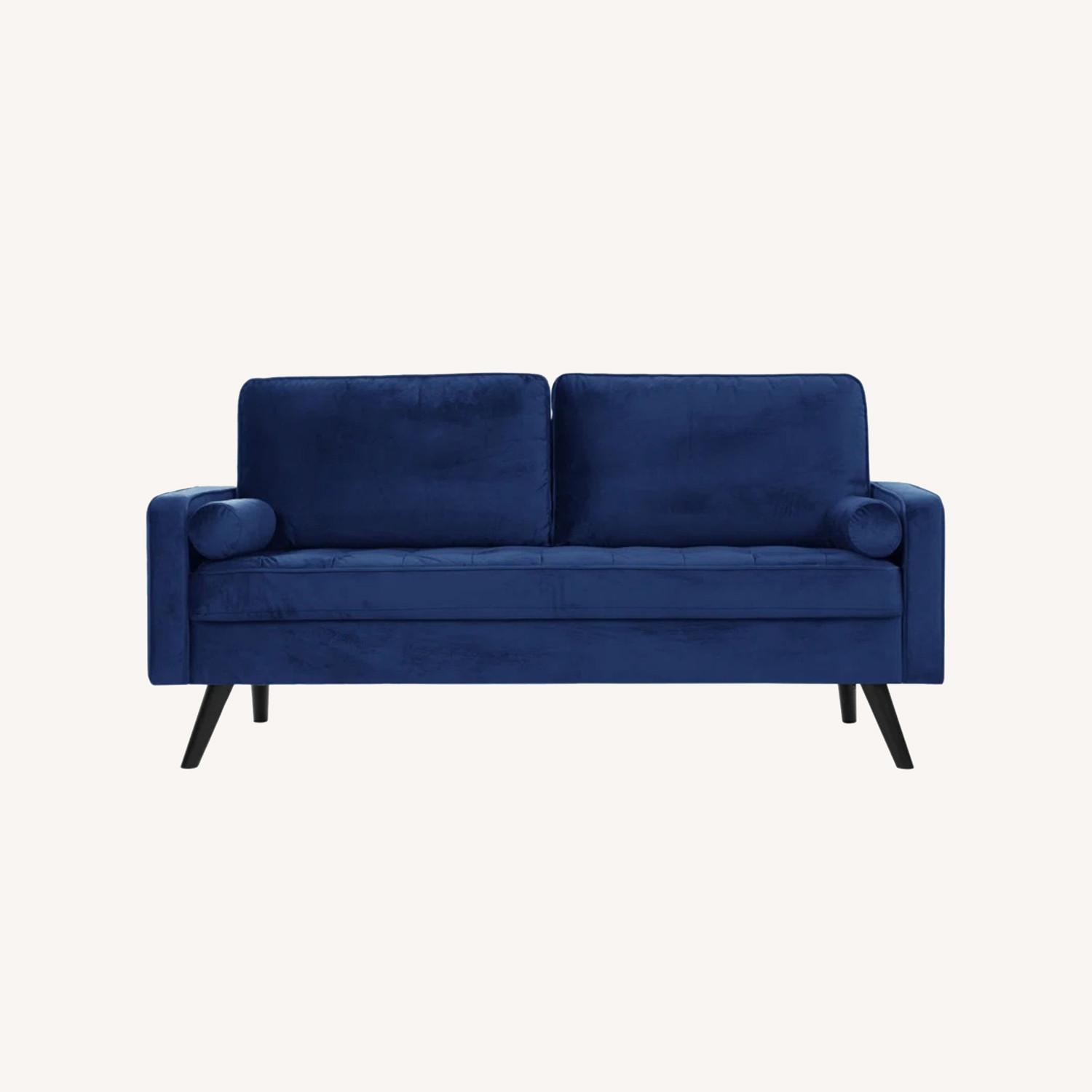 Brumback Navy Blue Velvet Sofa - image-0
