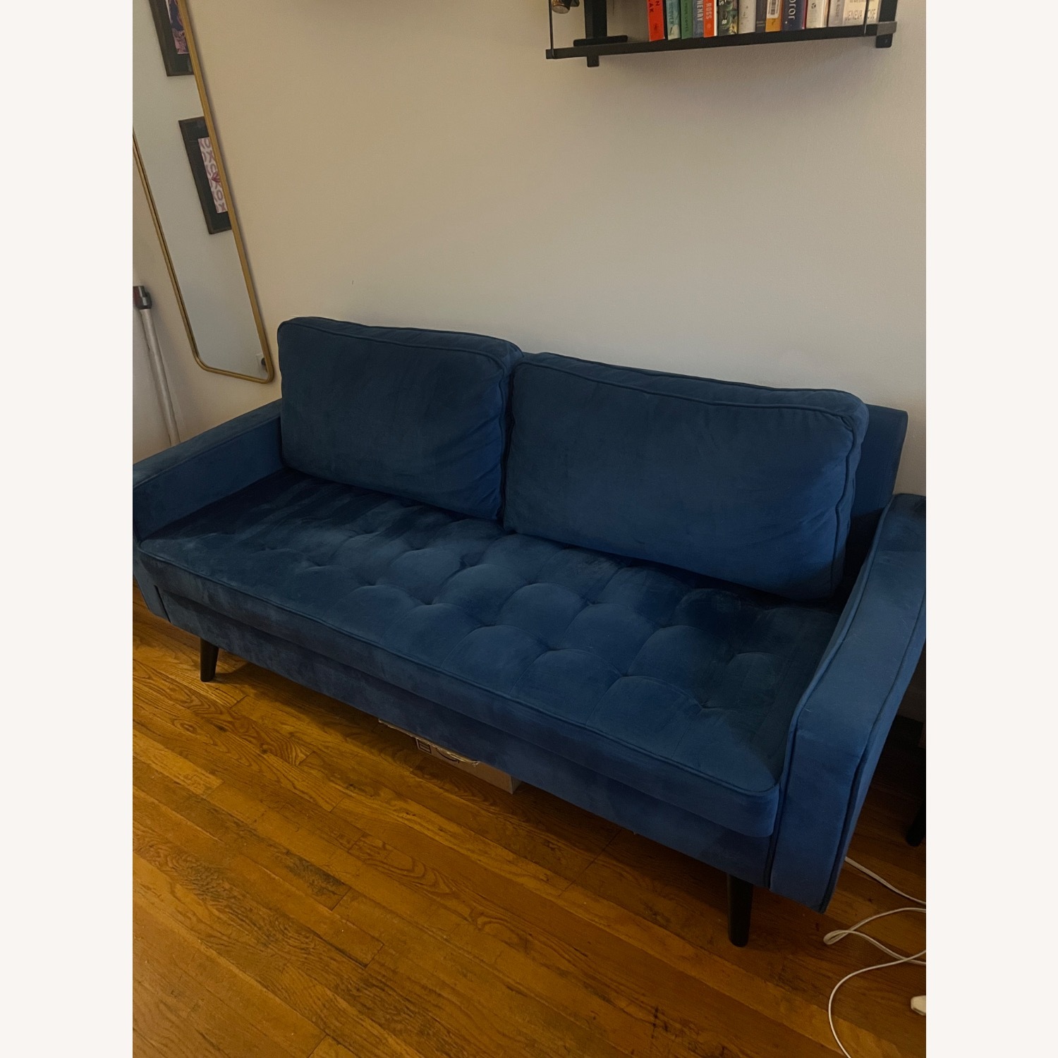 Brumback Navy Blue Velvet Sofa - image-2