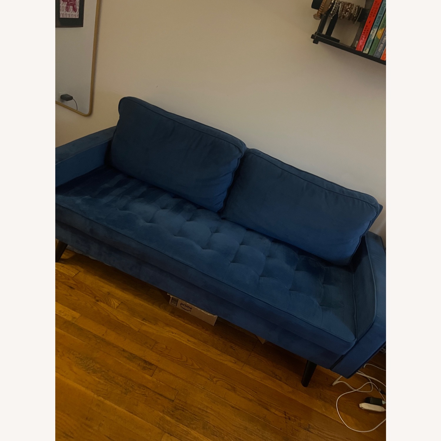 Brumback Navy Blue Velvet Sofa - image-3