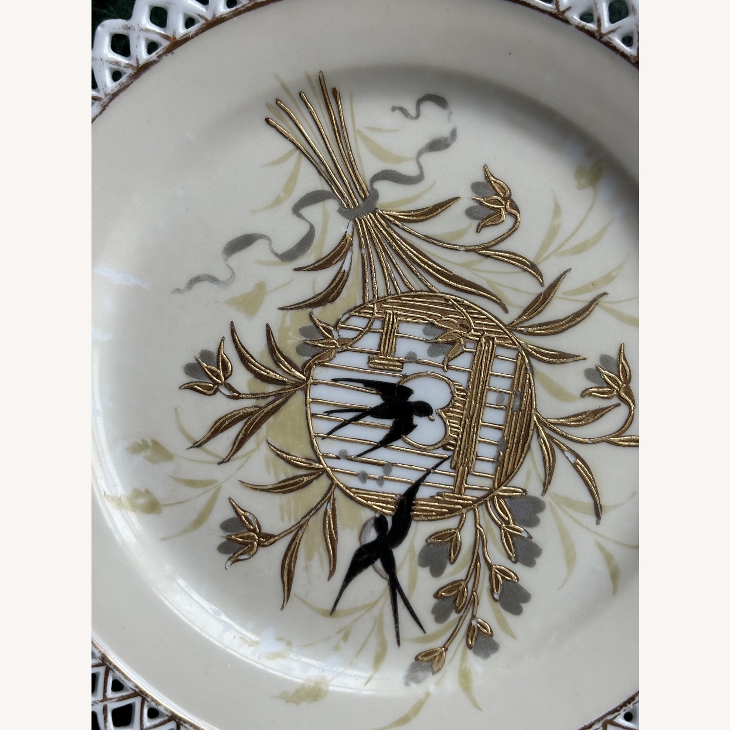 Antique F.W.  Set of 2 Decorative Birds Plates - image-23