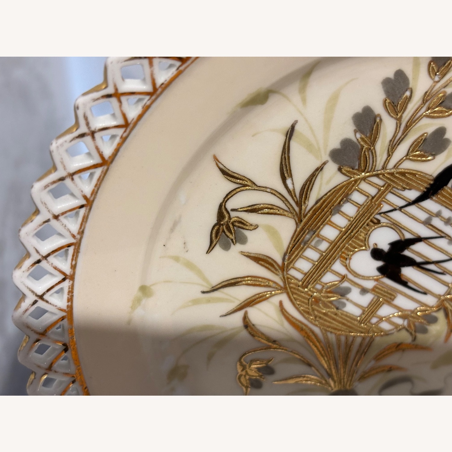 Antique F.W.  Set of 2 Decorative Birds Plates - image-6