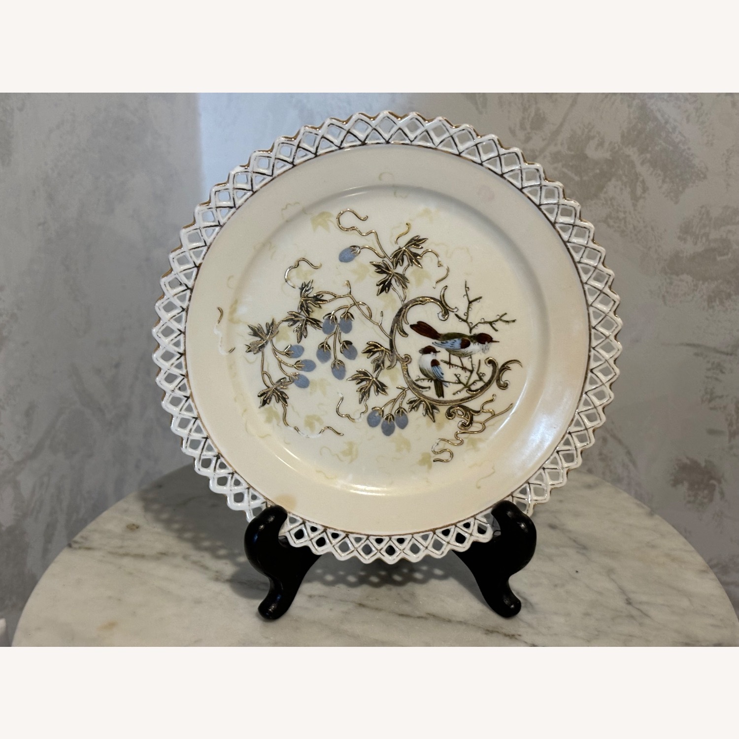 Antique F.W.  Set of 2 Decorative Birds Plates - image-10