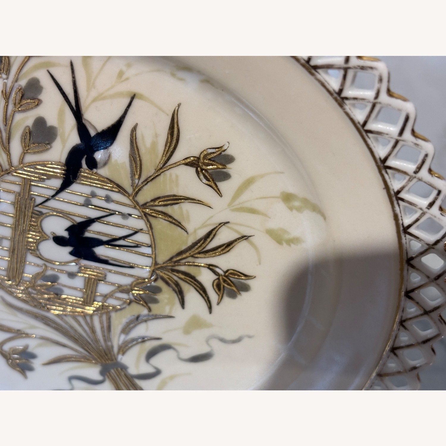 Antique F.W.  Set of 2 Decorative Birds Plates - image-4