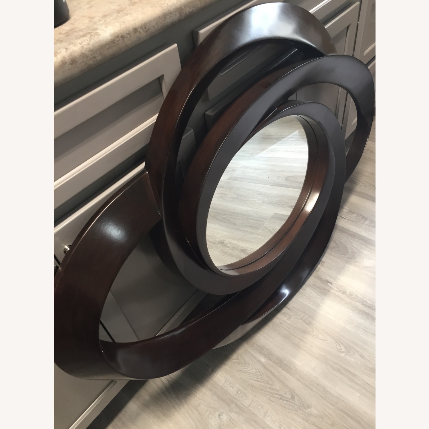 Ren-Wil Oval Dark Brown Wall Mirror - image-3