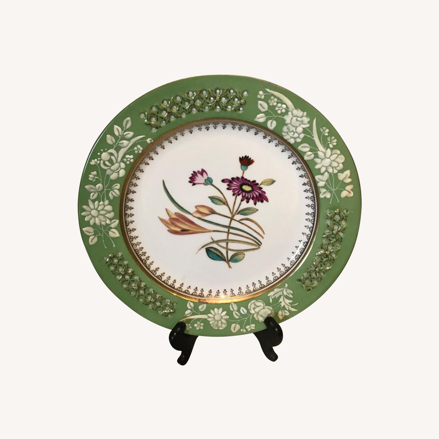 Vintage Decorative Floral 11” Plate With Gold Trim - image-0